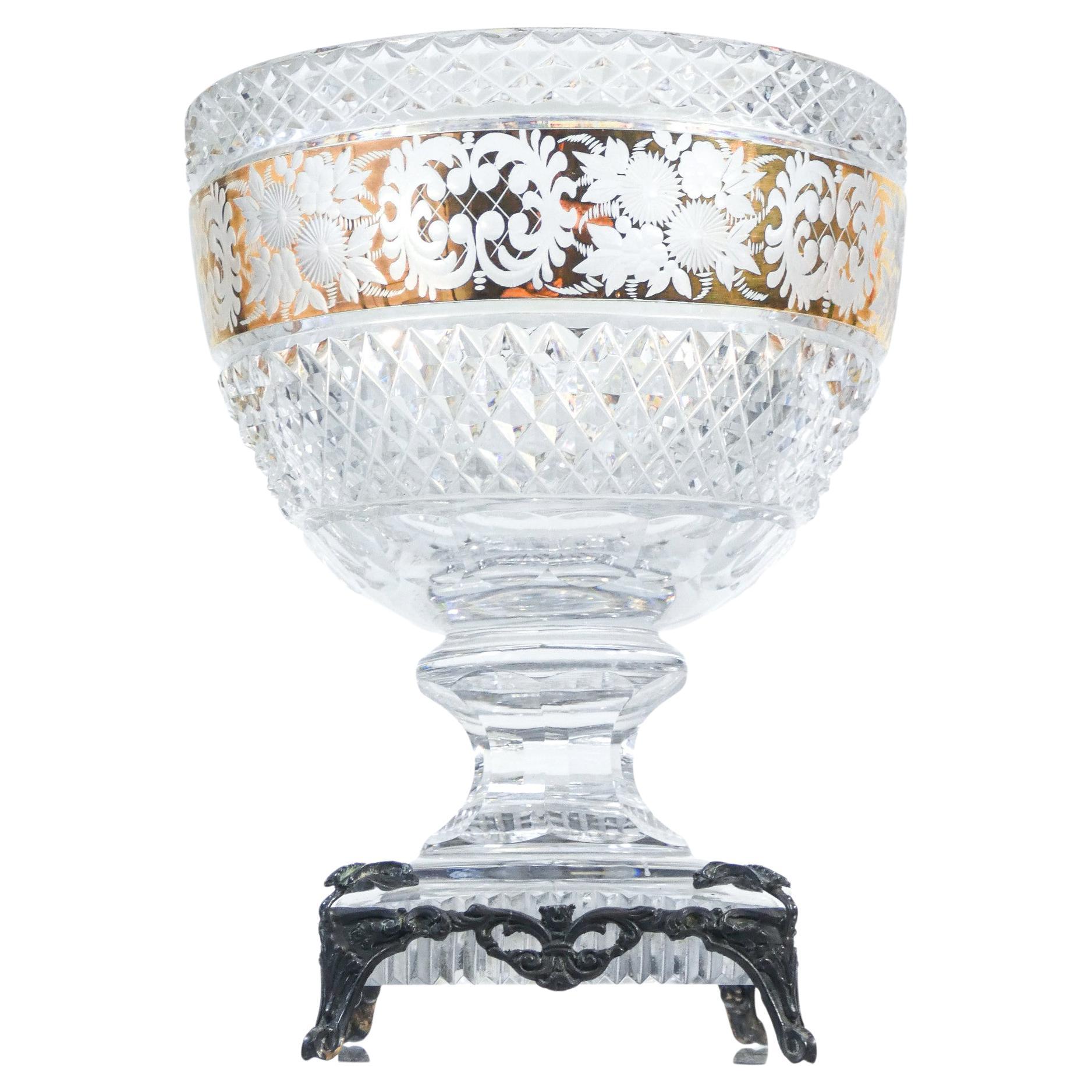 Vase, Crystal Bowl with Silver Base, Early Twentieth Century For Sale