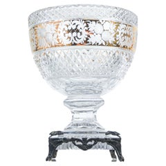 Antique Vase, Crystal Bowl with Silver Base, Early Twentieth Century