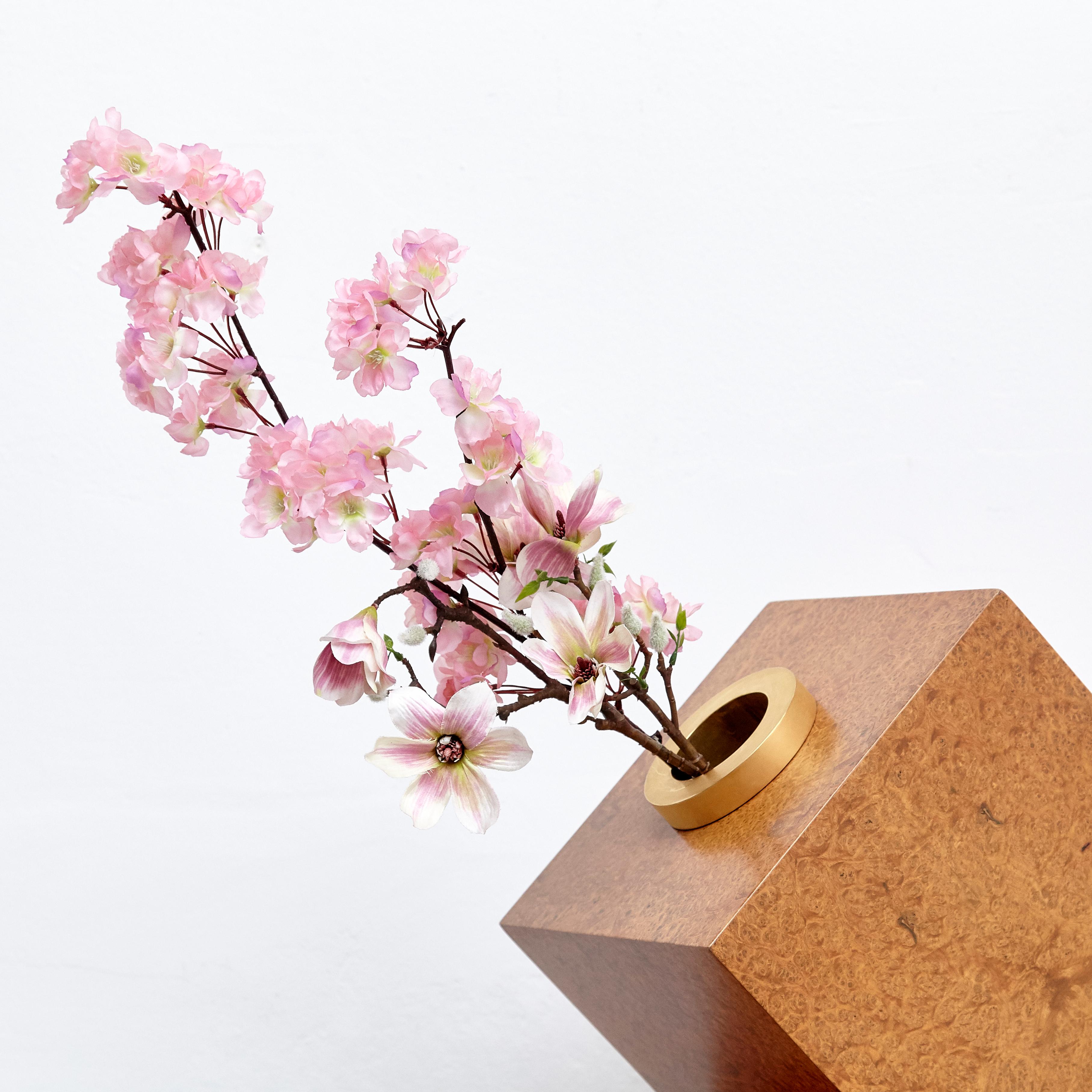Brass Vase D by Ettore Sottsass 'Twenty-seven Woods for Chinese Artificial Flowers'