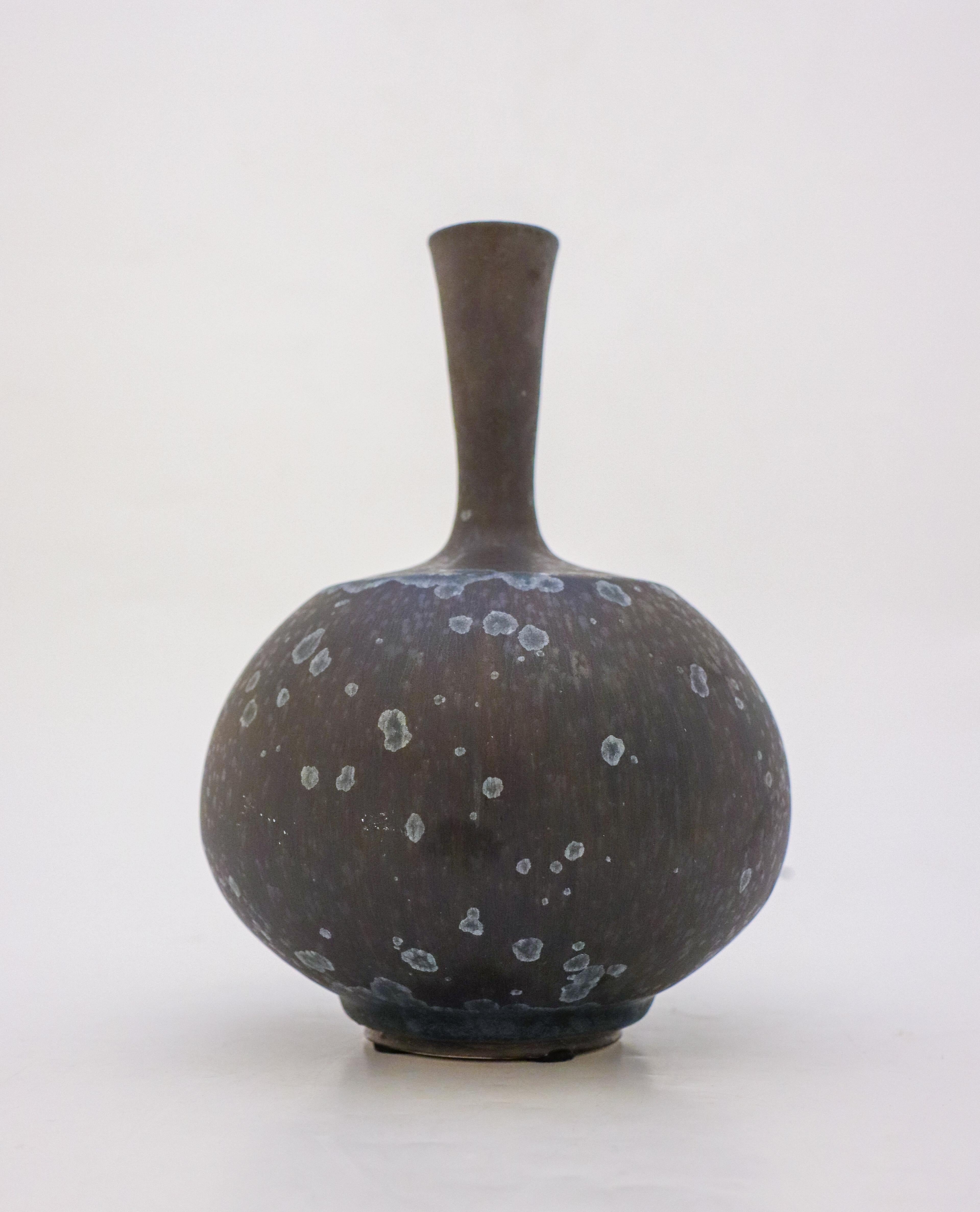Swedish Vase Dark Blue Black Crystalline Glaze Isak Isaksson Contemporary Sweden Ceramic