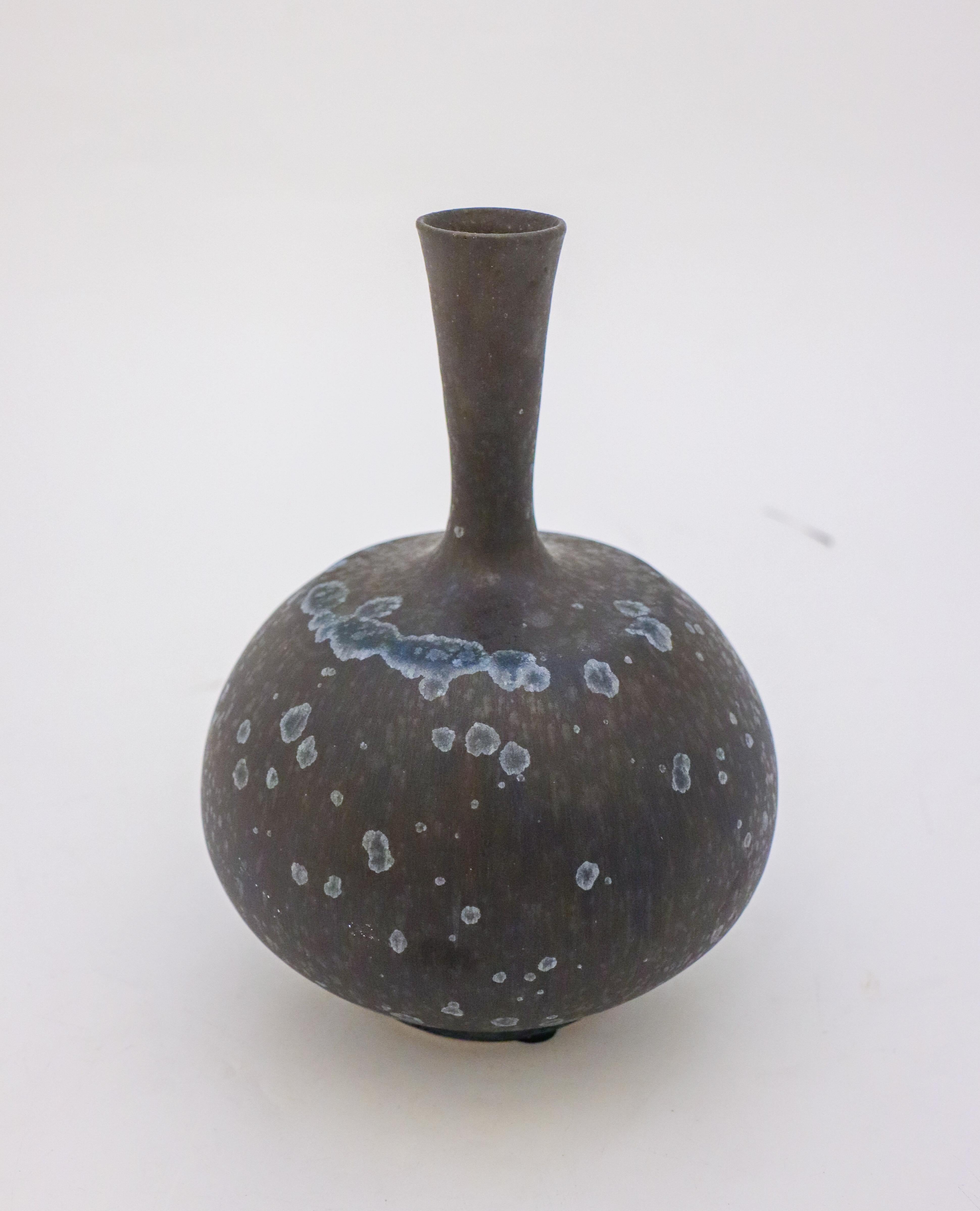 Glazed Vase Dark Blue Black Crystalline Glaze Isak Isaksson Contemporary Sweden Ceramic