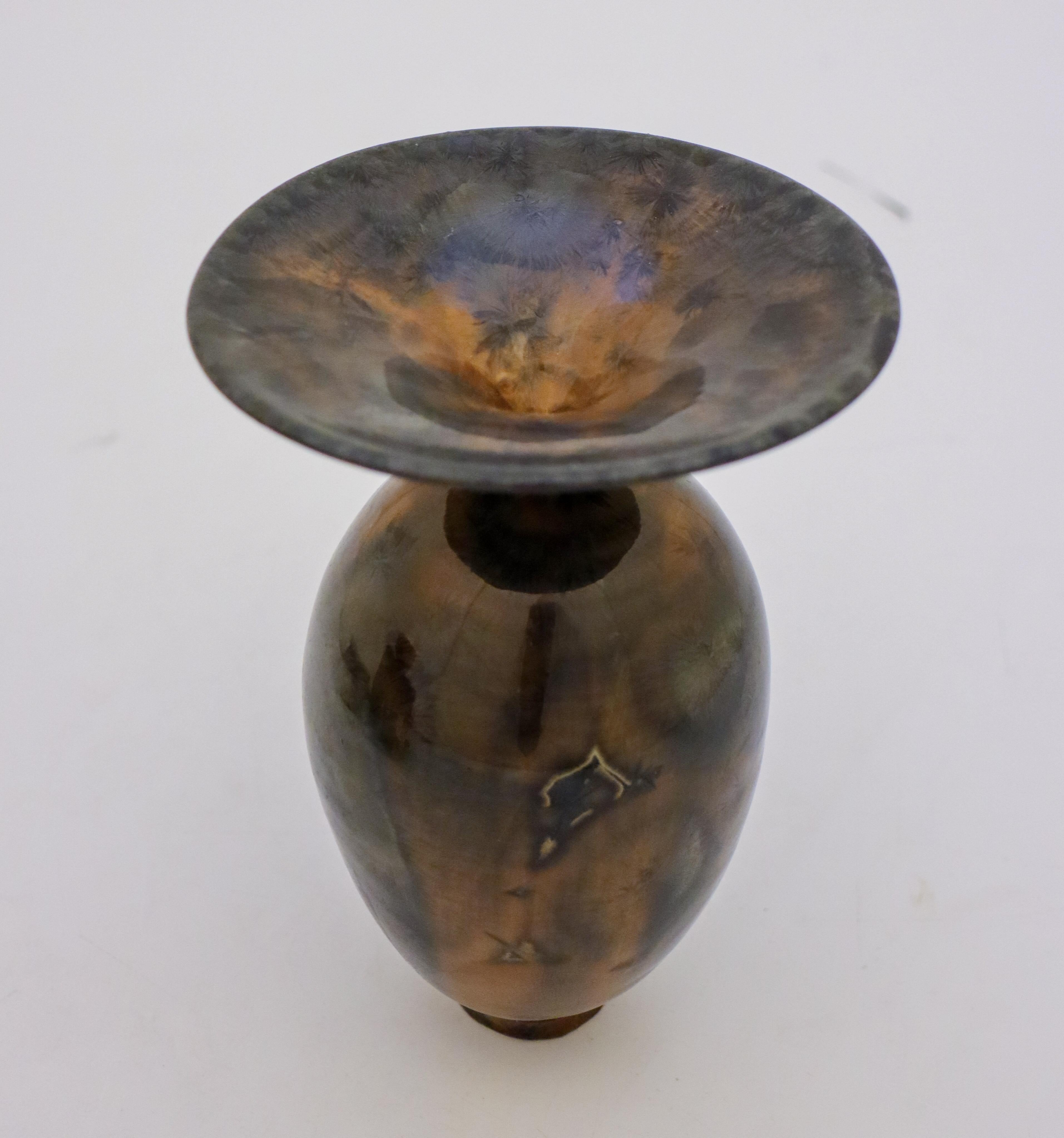 Scandinavian Modern Vase Dark Brown Crystalline Glaze Isak Isaksson Contemporary Sweden Ceramic
