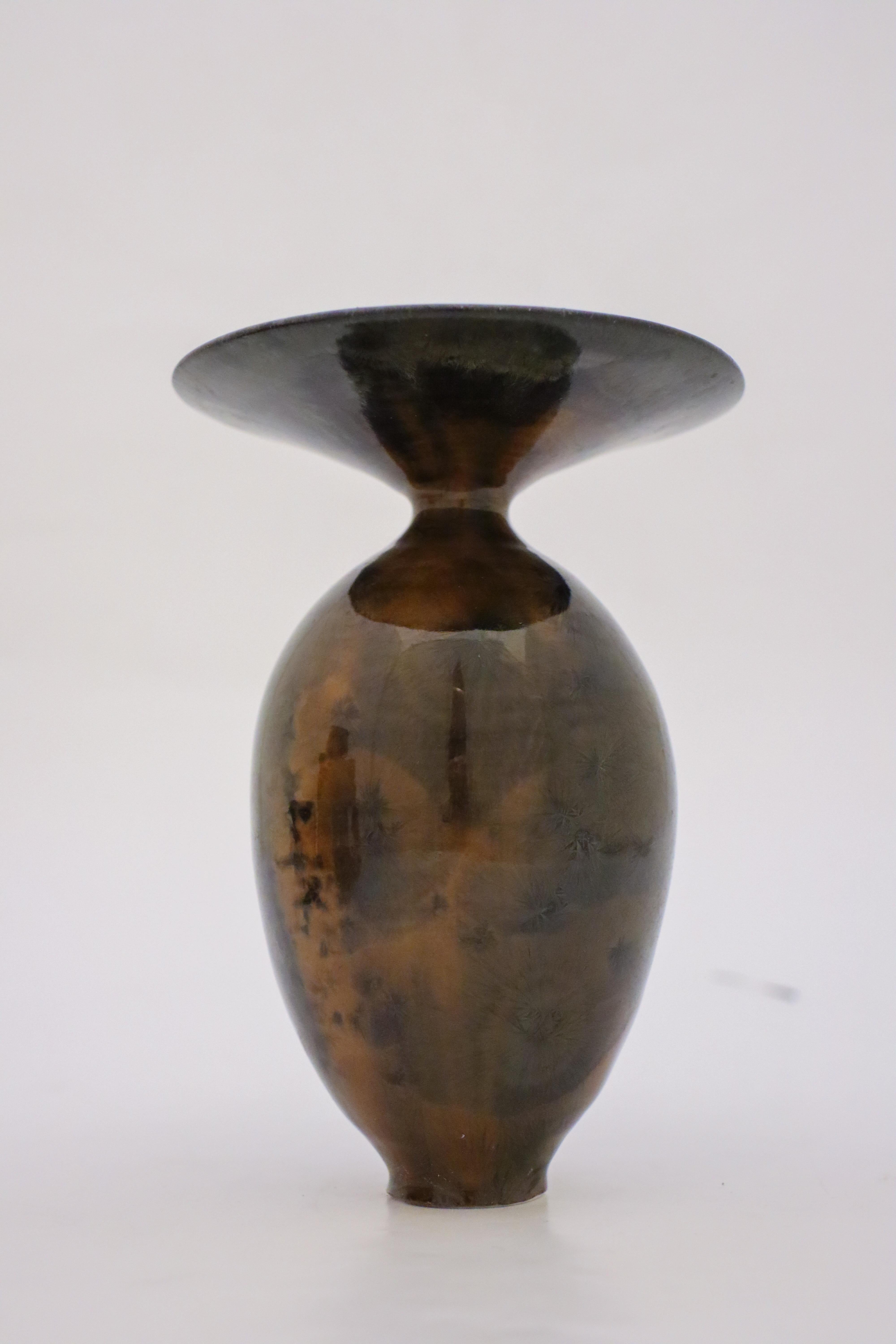 Swedish Vase Dark Brown Crystalline Glaze Isak Isaksson Contemporary Sweden Ceramic