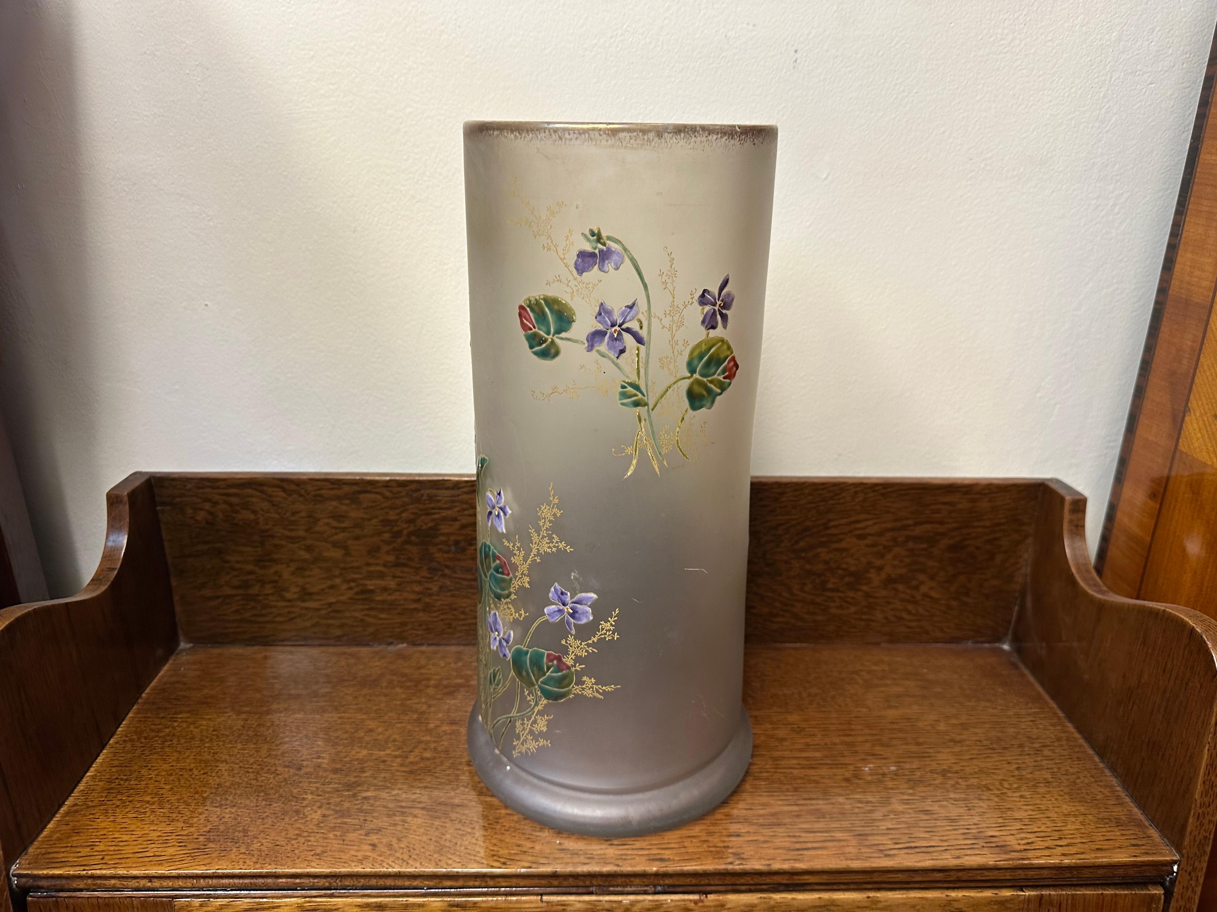 French Vase Daum Nancy with enamel, Style: Jugendstil, Art Nouveau, Liberty, France For Sale