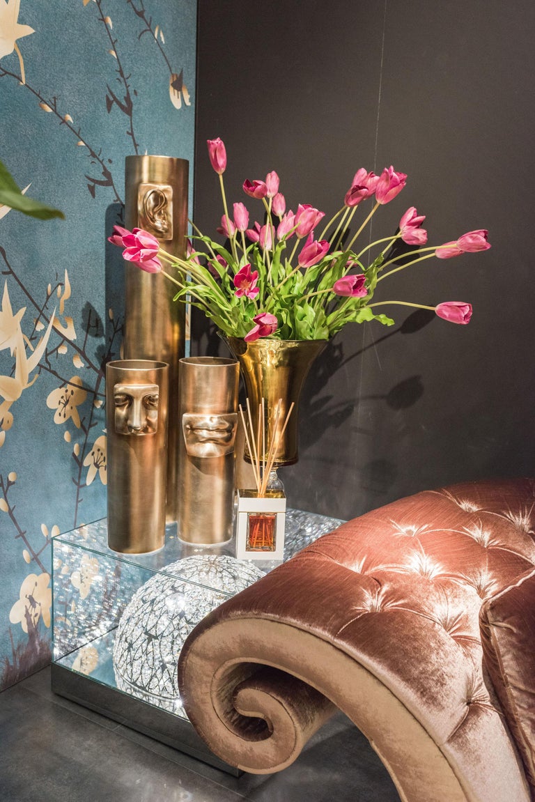 Vase 'David by Michelangelo' Mouth, Brass Metal Finish, in Ceramic