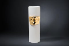 Vase 'David by Michelangelo' Mouth, White and Gold Ceramic, Italy