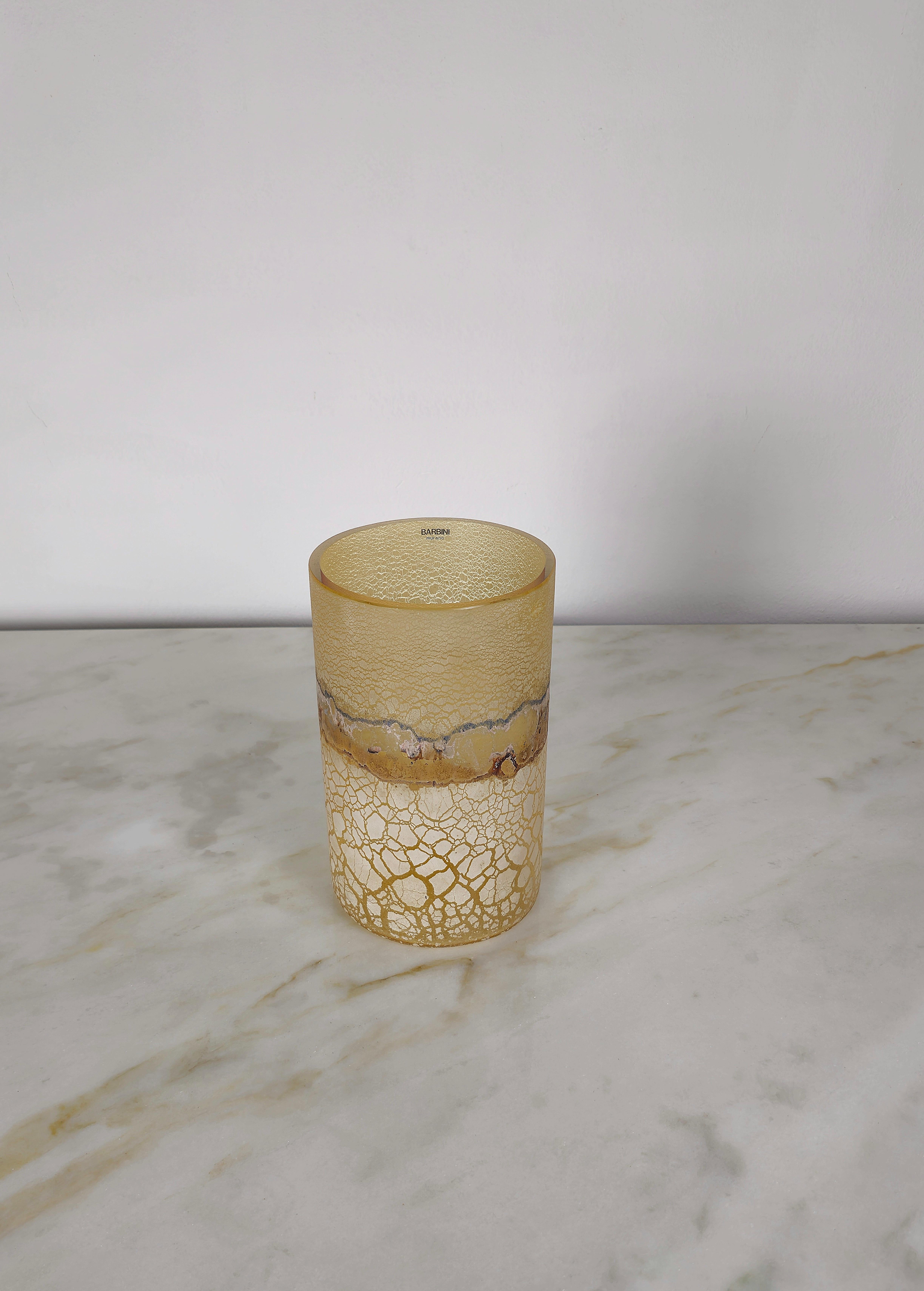 Italian Vase Decorative Object Alfredo Barbini Murano Glass Midcentury Modern Italy 1960 For Sale