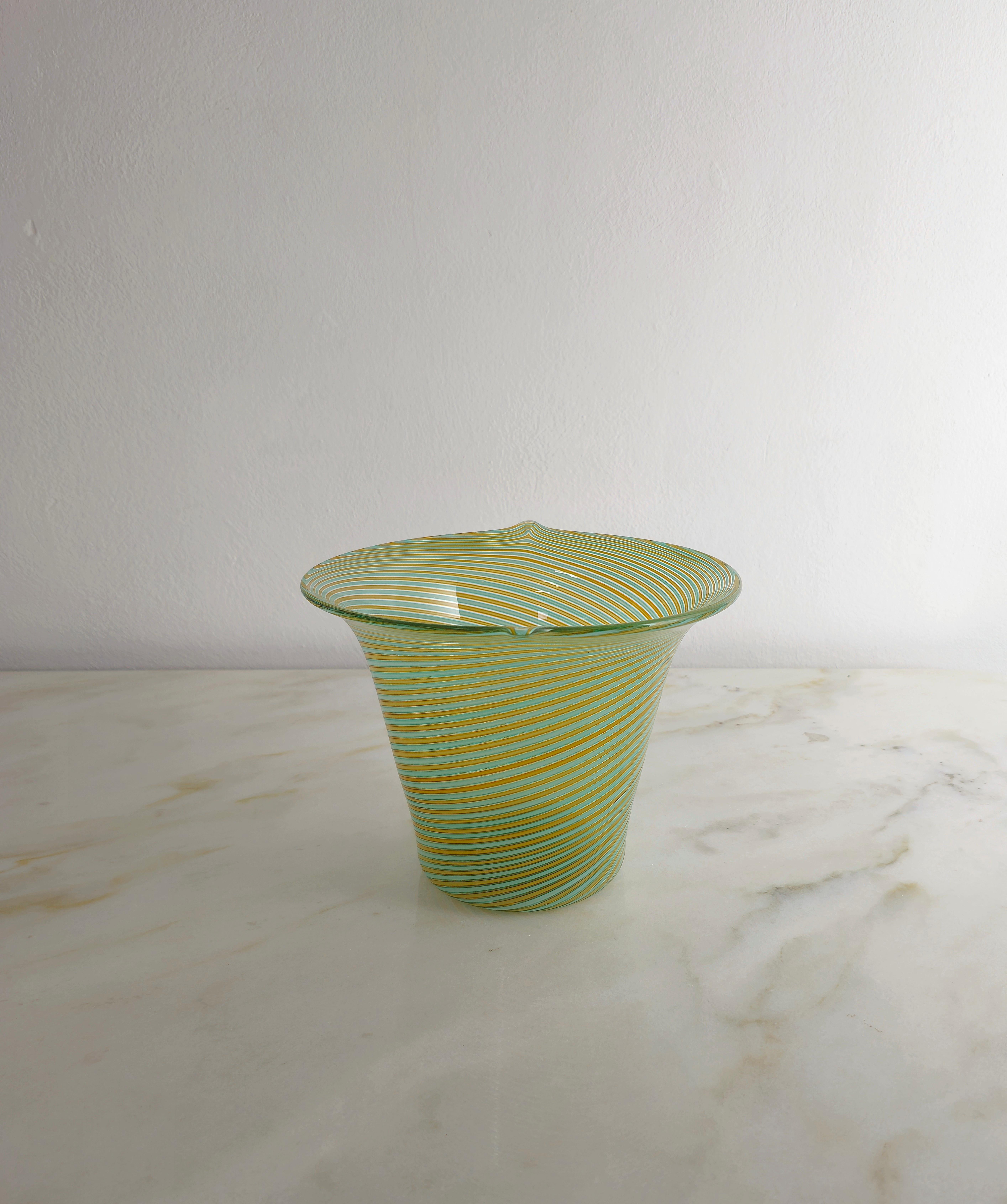 Vase Decorative Object Cenedese Murano Glass Midcentury Italian Design 1960s For Sale 1