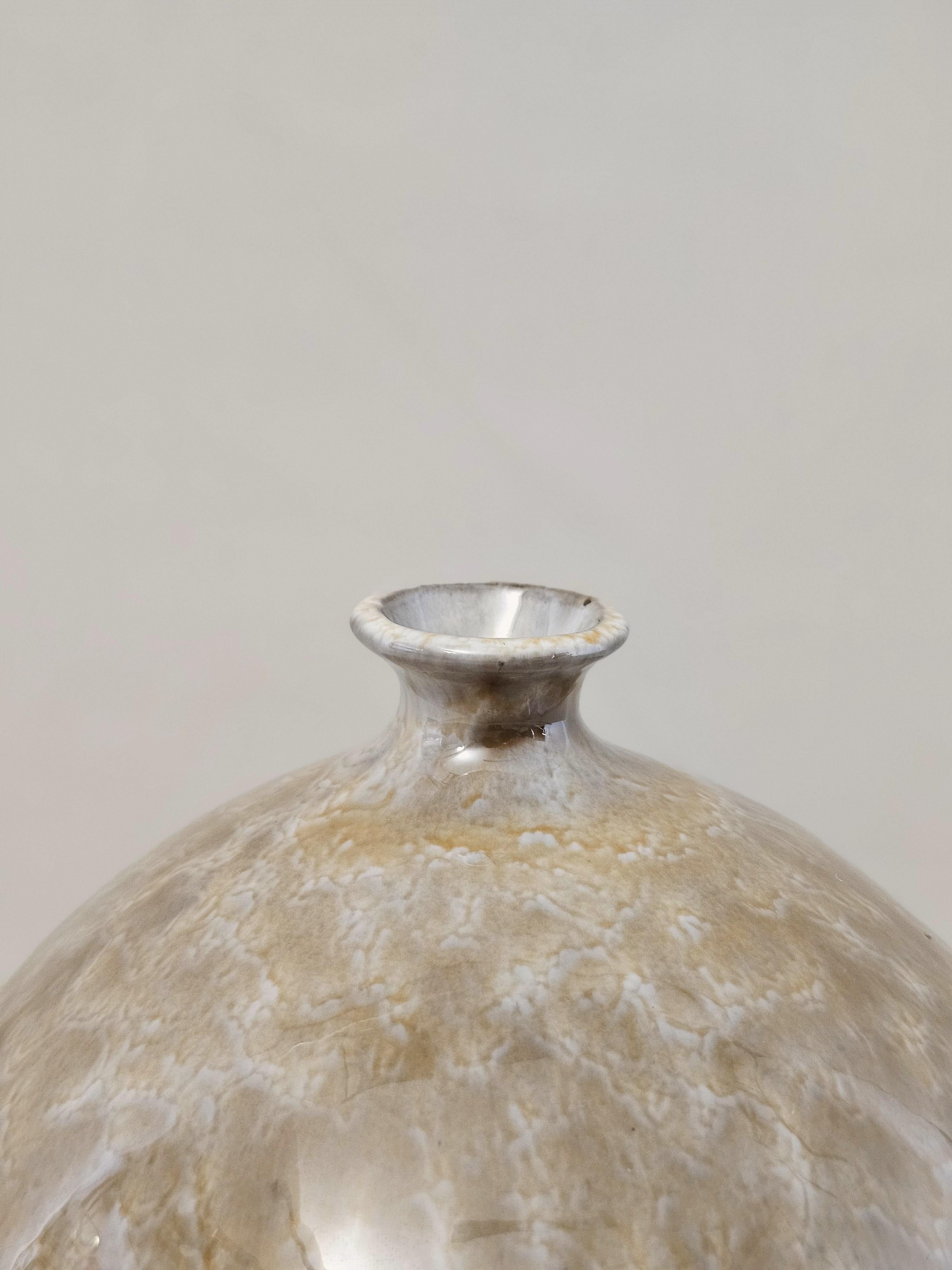 Enameled Vase Decorative Object Ceramic Enamelled Midcentury Modern Italian Design 1960s For Sale