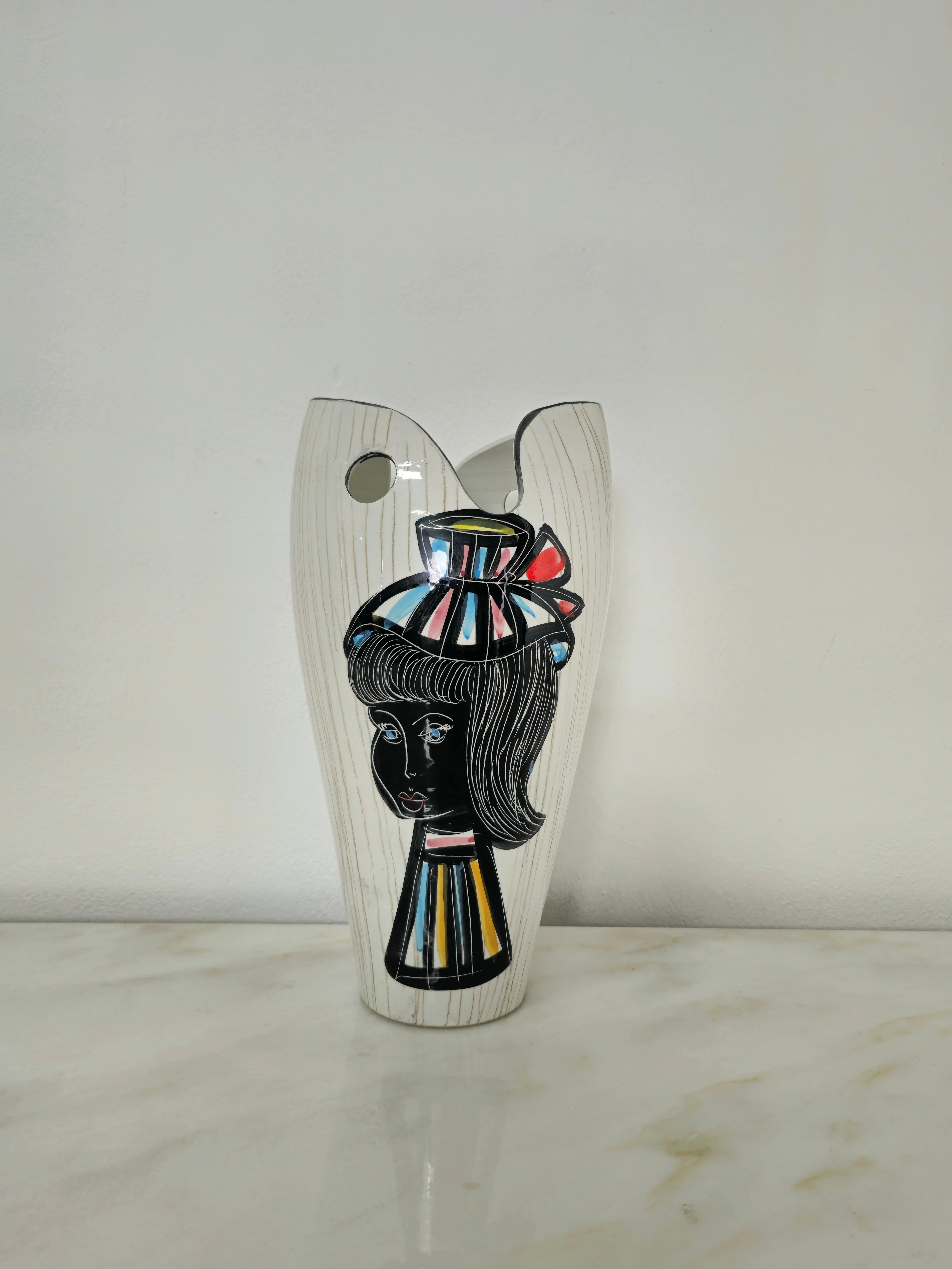 20th Century Vase Decorative Object Ceramic Painted Midcentury Italian Design, 1970s