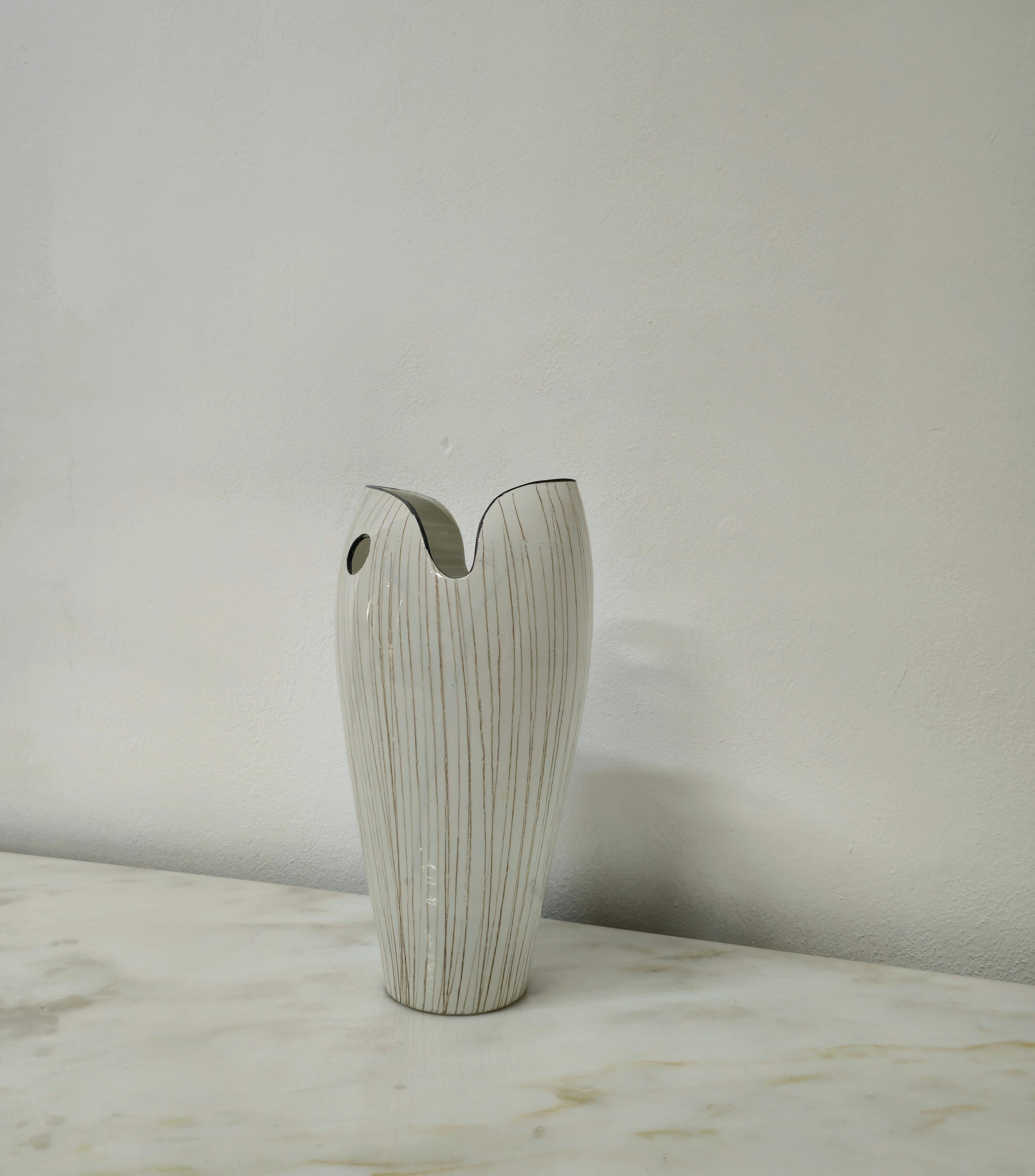 Vase Decorative Object Ceramic Painted Midcentury Italian Design, 1970s 1