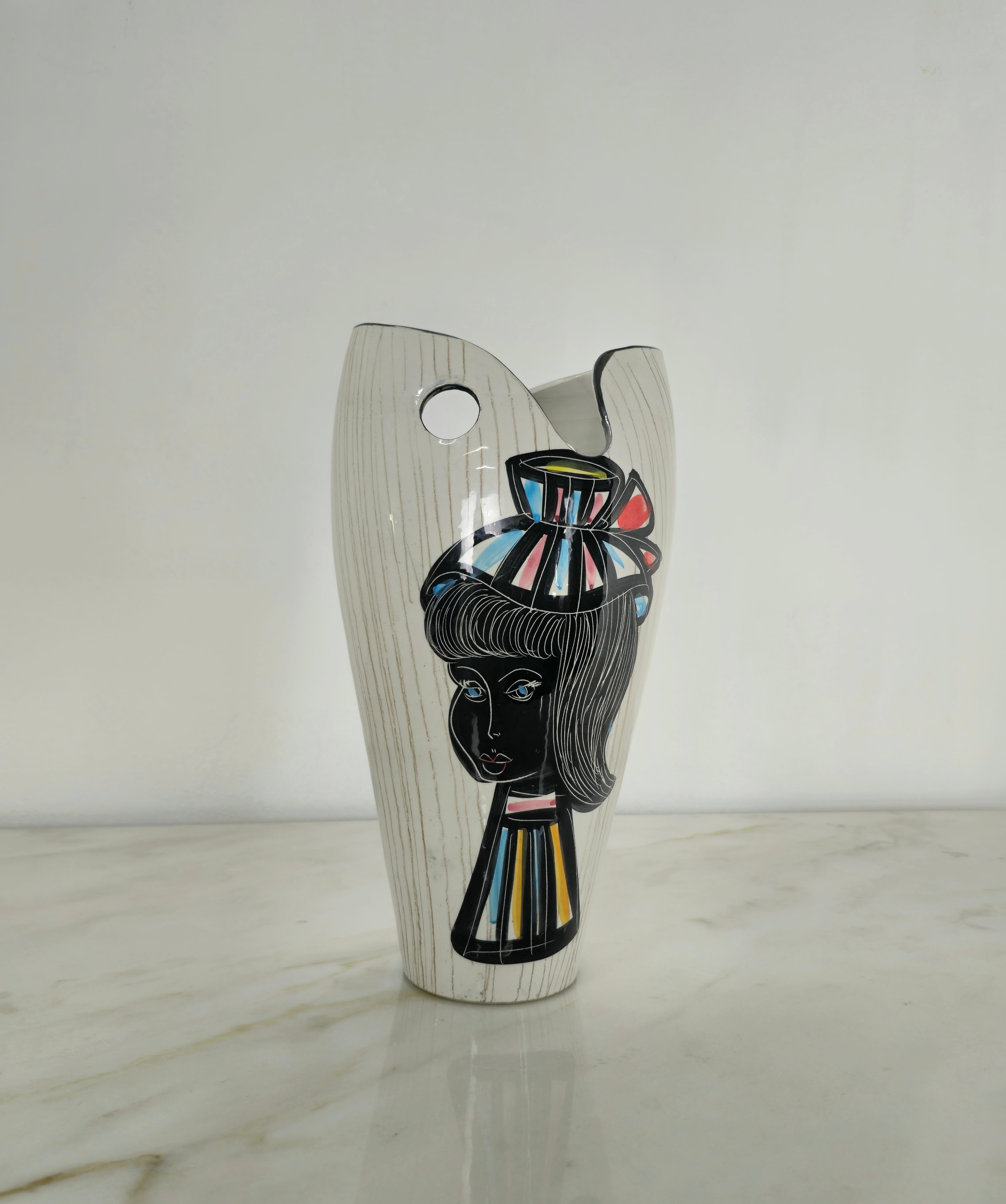 Vase Decorative Object Ceramic Painted Midcentury Italian Design, 1970s 2
