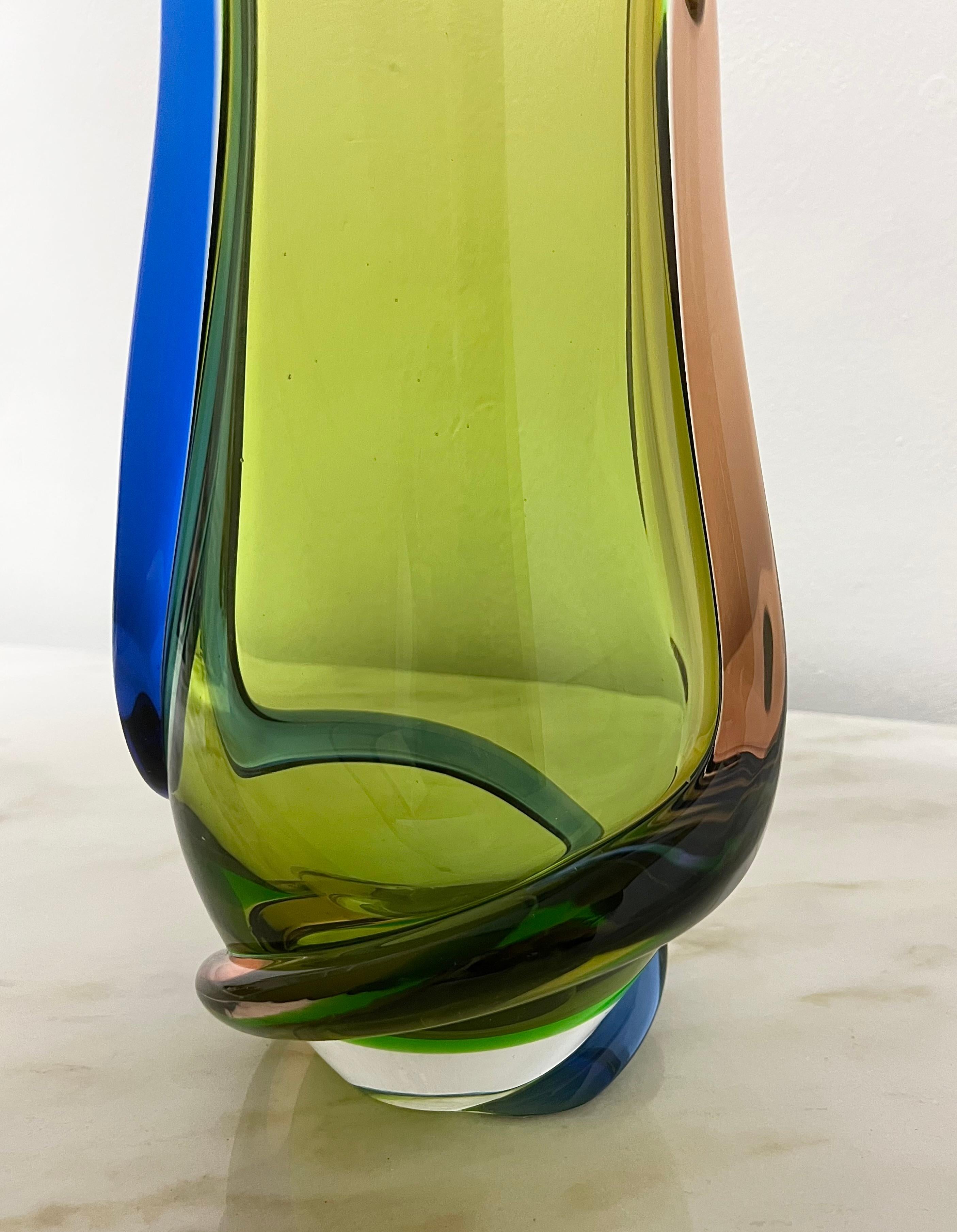 Italian Vase Decorative Object Murano Glass Attributed to Flavio Poli Midcentury 1970s For Sale