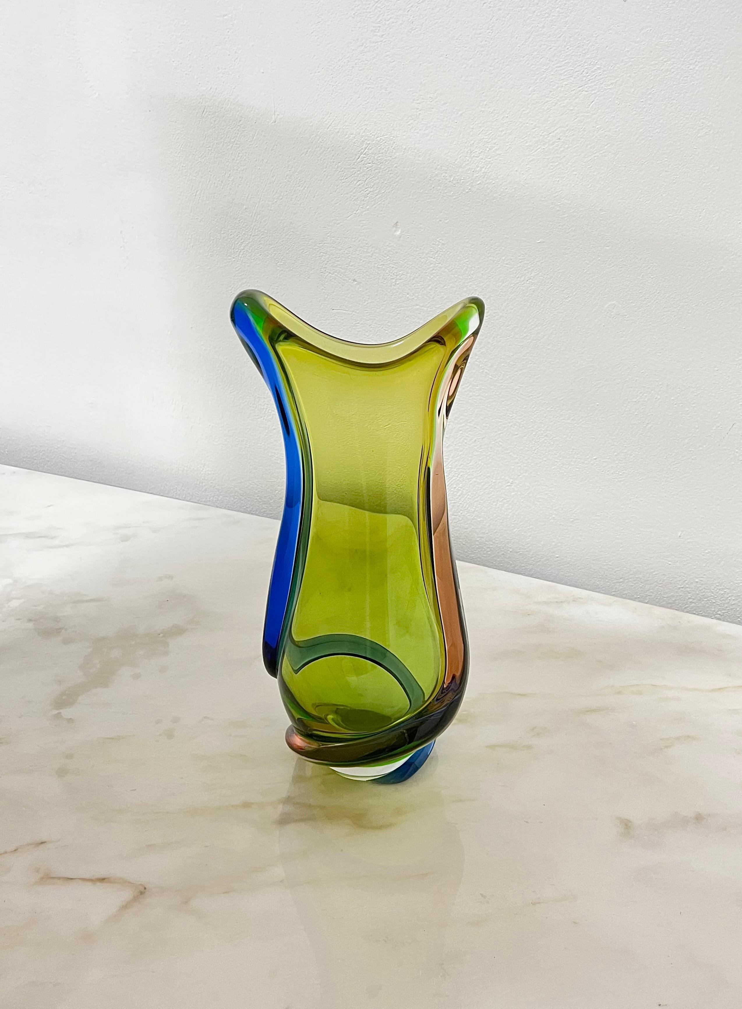 Vase Decorative Object Murano Glass Attributed to Flavio Poli Midcentury 1970s In Excellent Condition For Sale In Palermo, IT