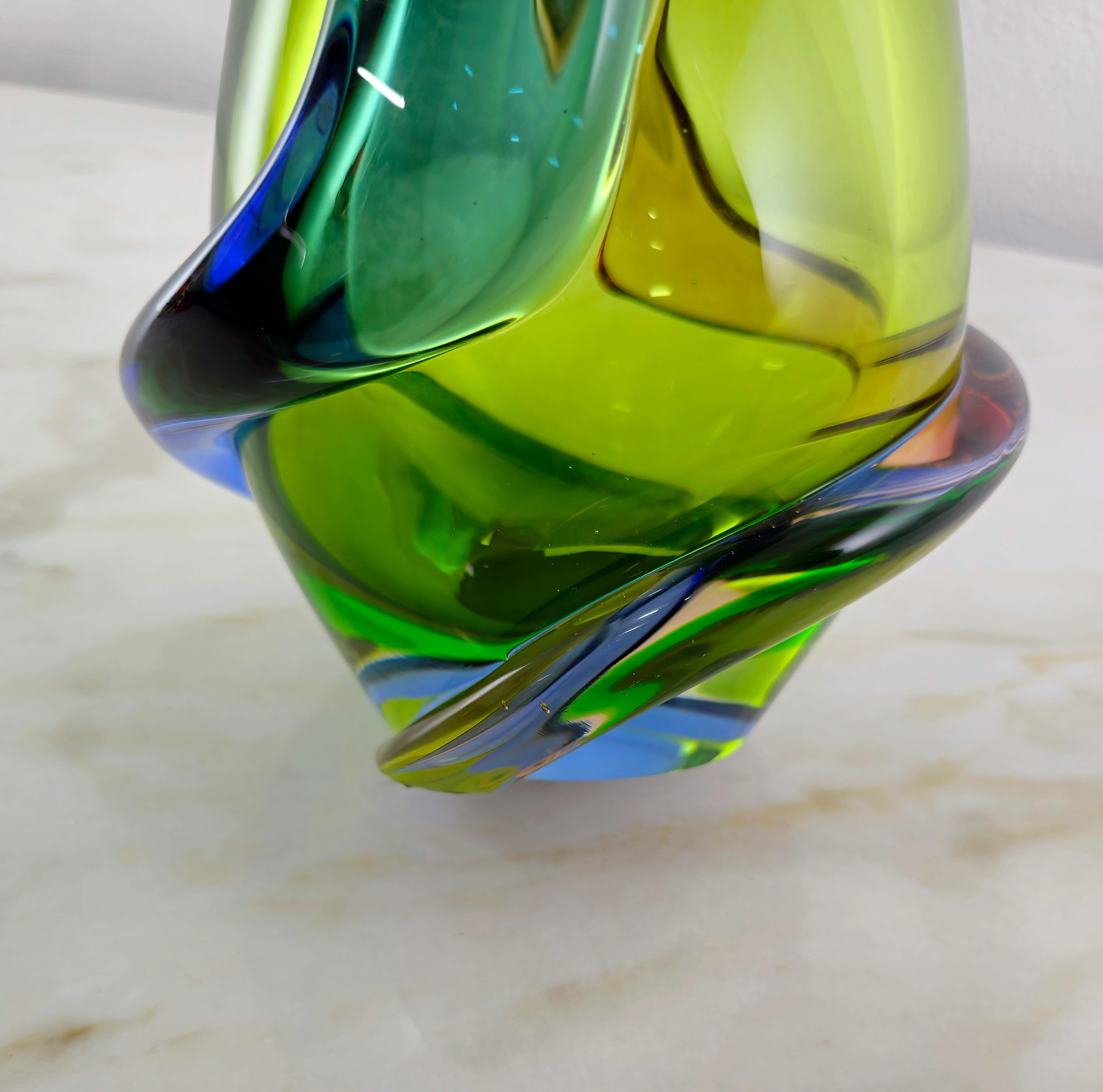 20th Century Vase Decorative Object Murano Glass Attributed to Flavio Poli Midcentury 1970s For Sale