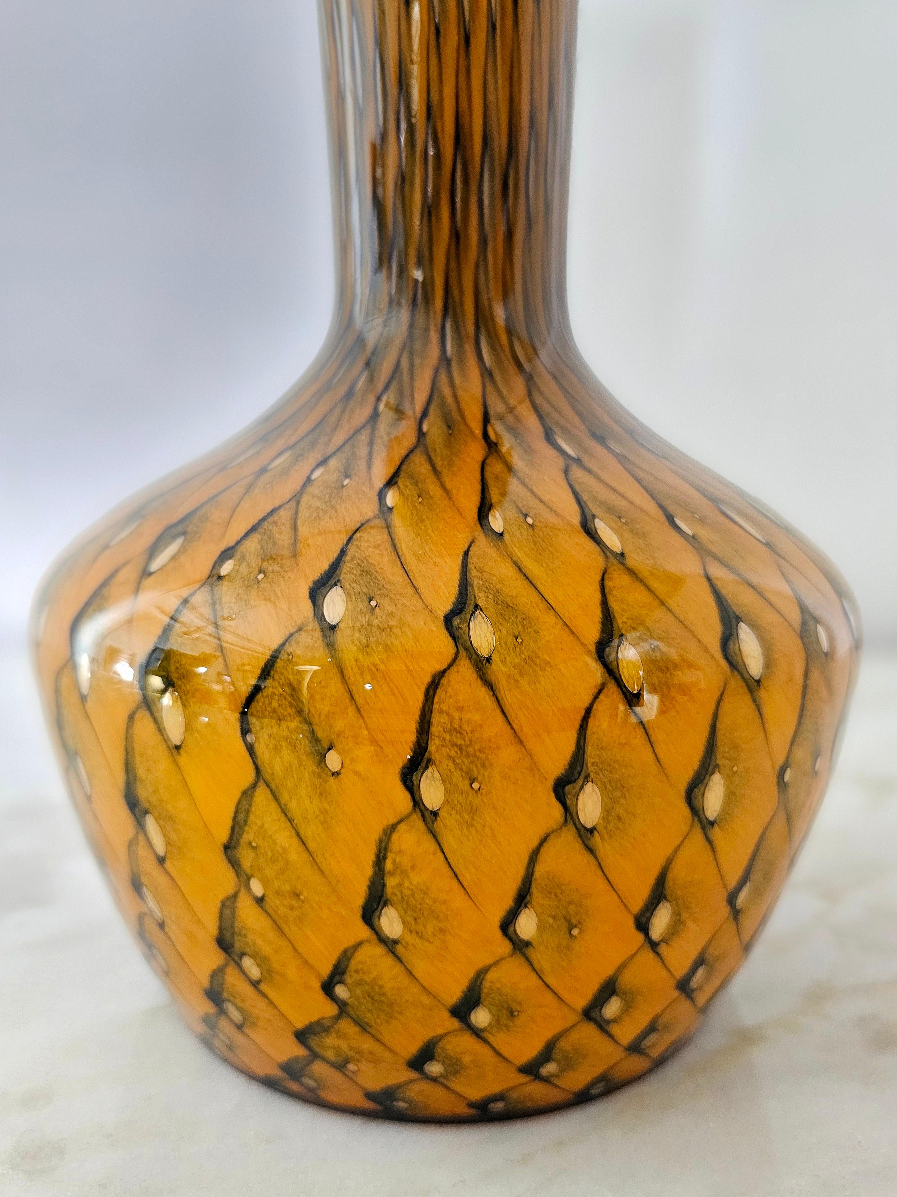 Vase Decorative Object Murano Glass Decorated Midcentury Italian Design 1970s In Good Condition For Sale In Palermo, IT