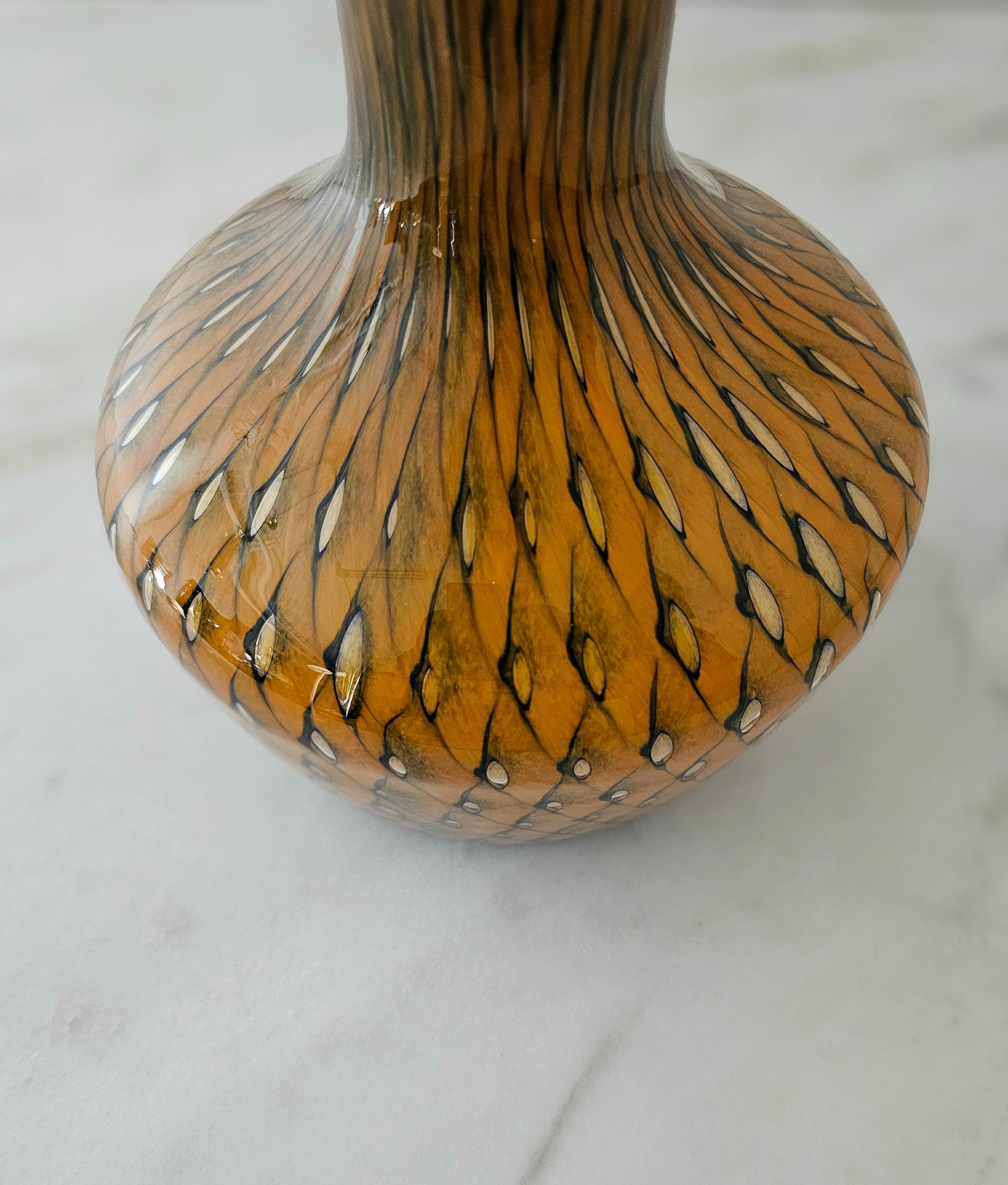 Vase Decorative Object Murano Glass Decorated Midcentury Italian Design 1970s For Sale 2