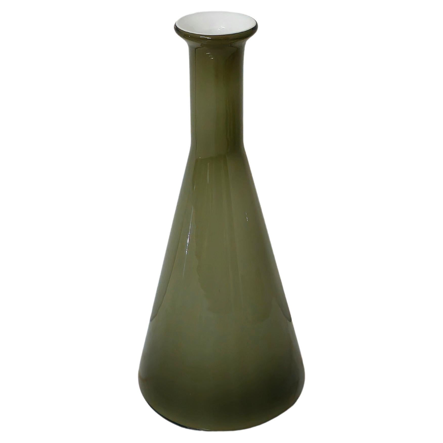Vase Decorative Object Murano Glass Green Midcentury Modern Italian Design 1960s For Sale
