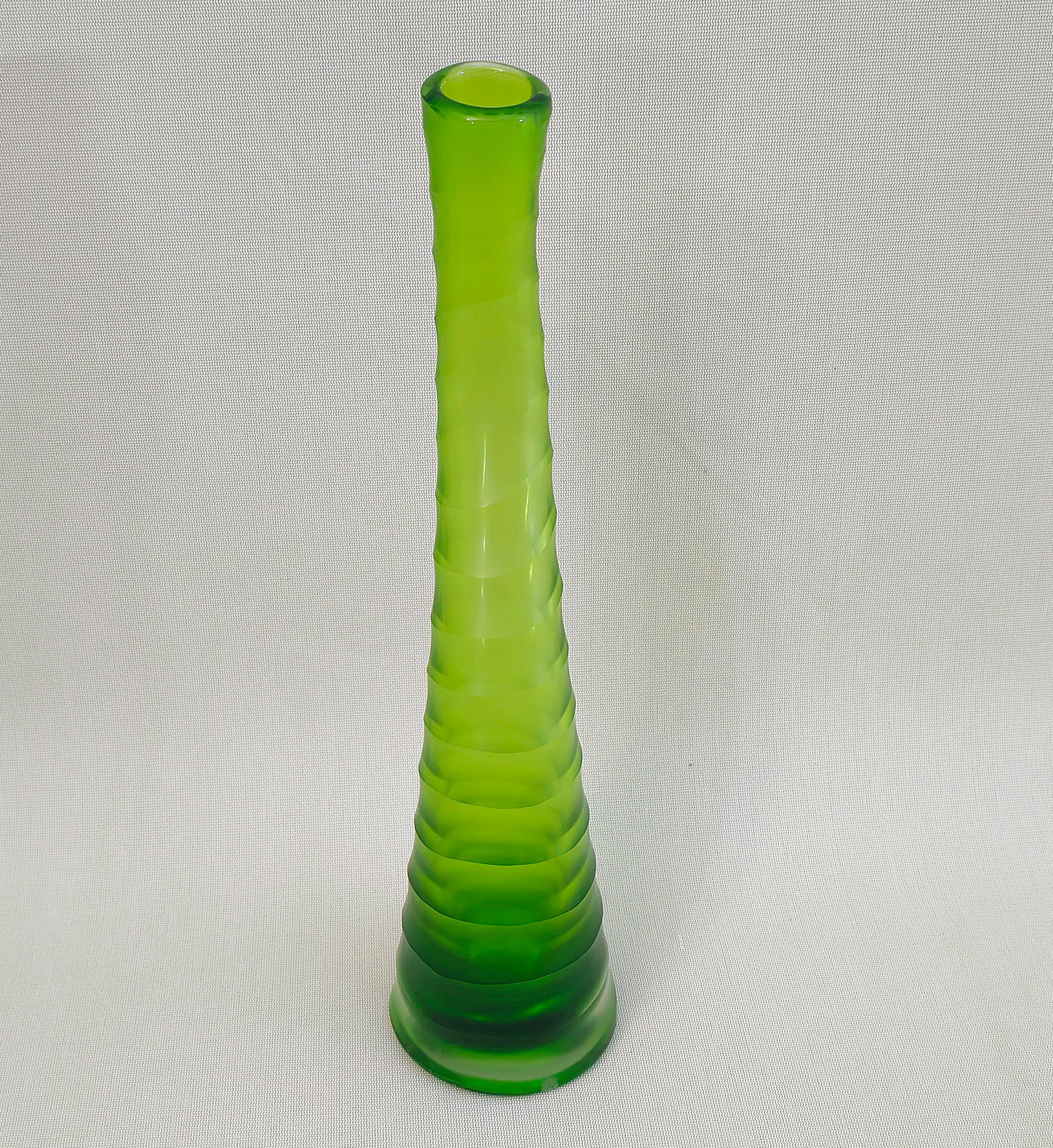 Vase Decorative Object Murano Glass Green Midcentury Modern Italian Design 1970s For Sale 2