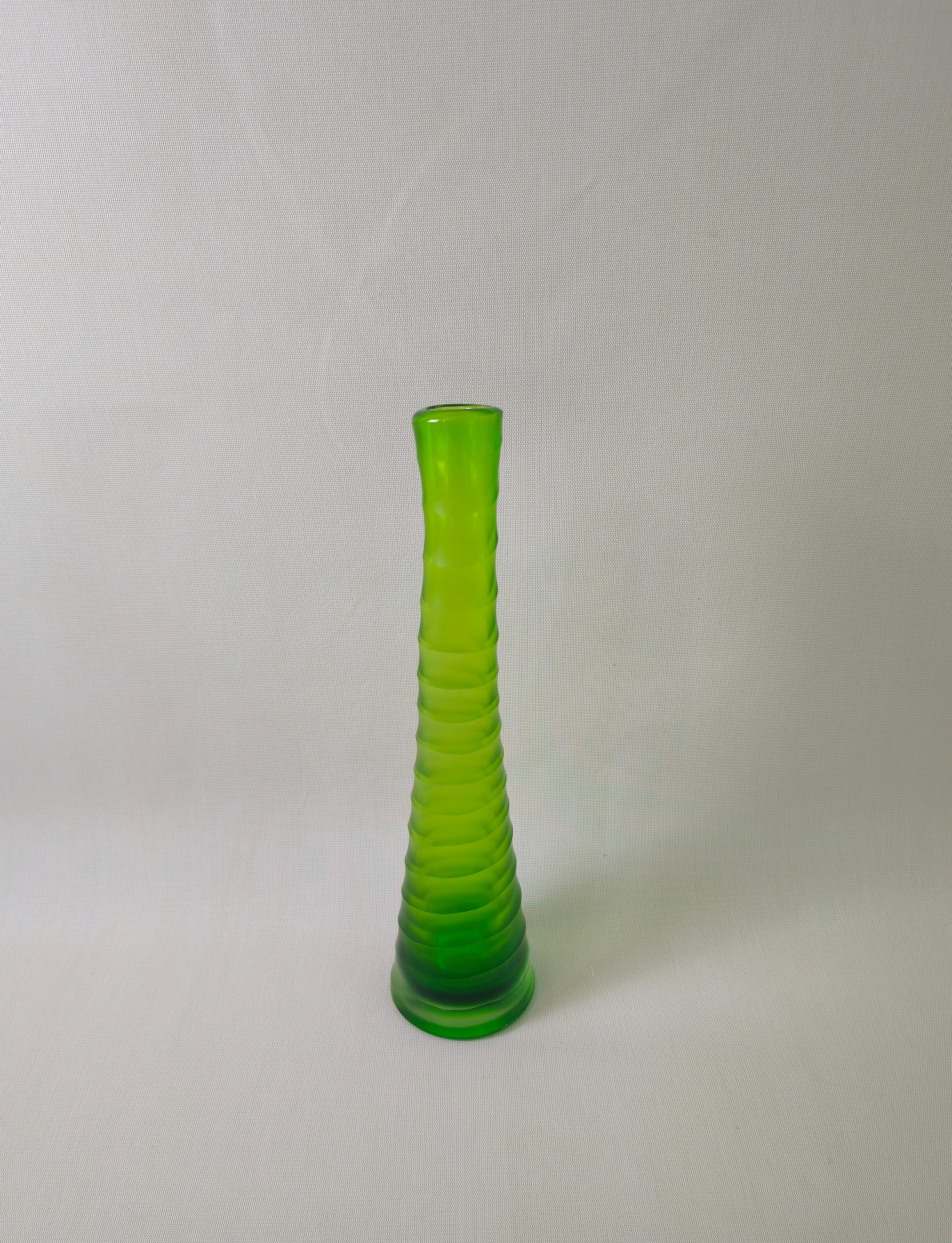 Vase Decorative Object Murano Glass Green Midcentury Modern Italian Design 1970s For Sale 3