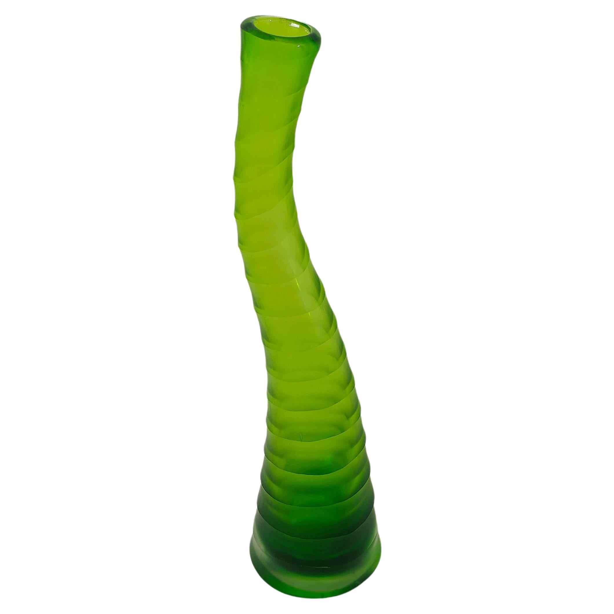Vase Decorative Object Murano Glass Green Midcentury Modern Italian Design 1970s