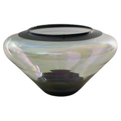 Vase Decorative Object Murano Glass Transparent Black Midcentury Italy 1960s