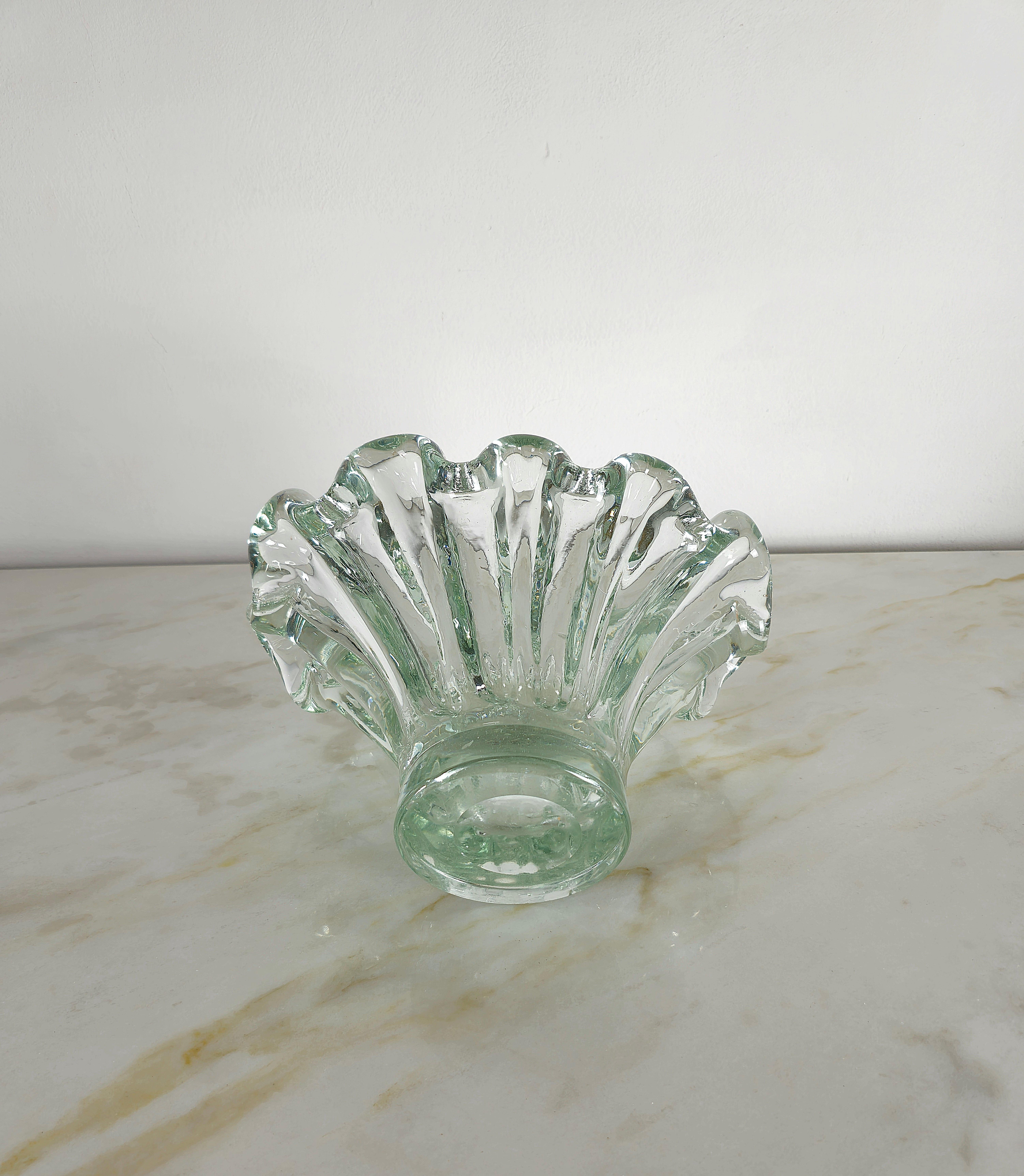 Vase Decorative Object Transparent Murano Glass Large Midcentury Italy 1960s 4
