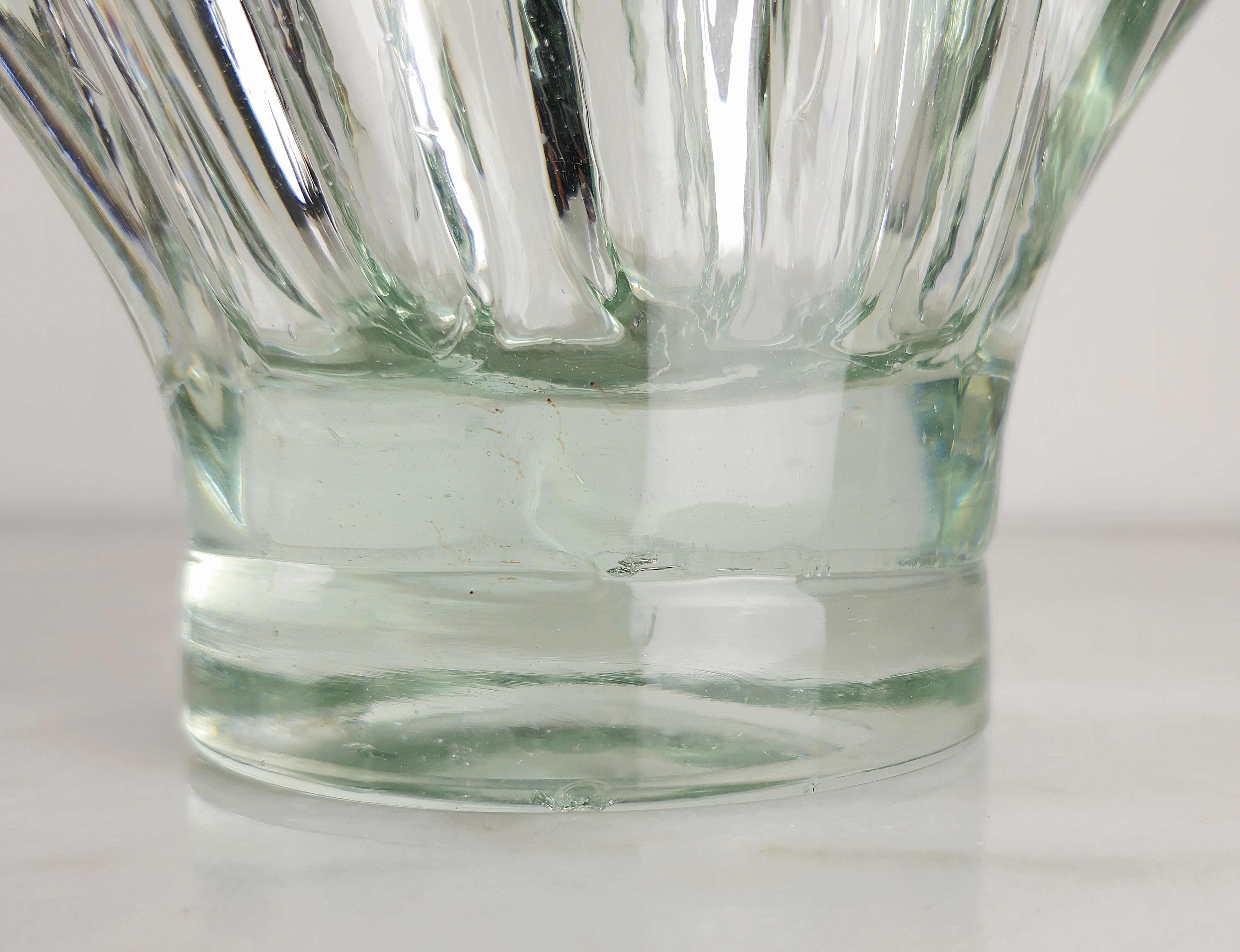 Vase Decorative Object Transparent Murano Glass Large Midcentury Italy 1960s 6
