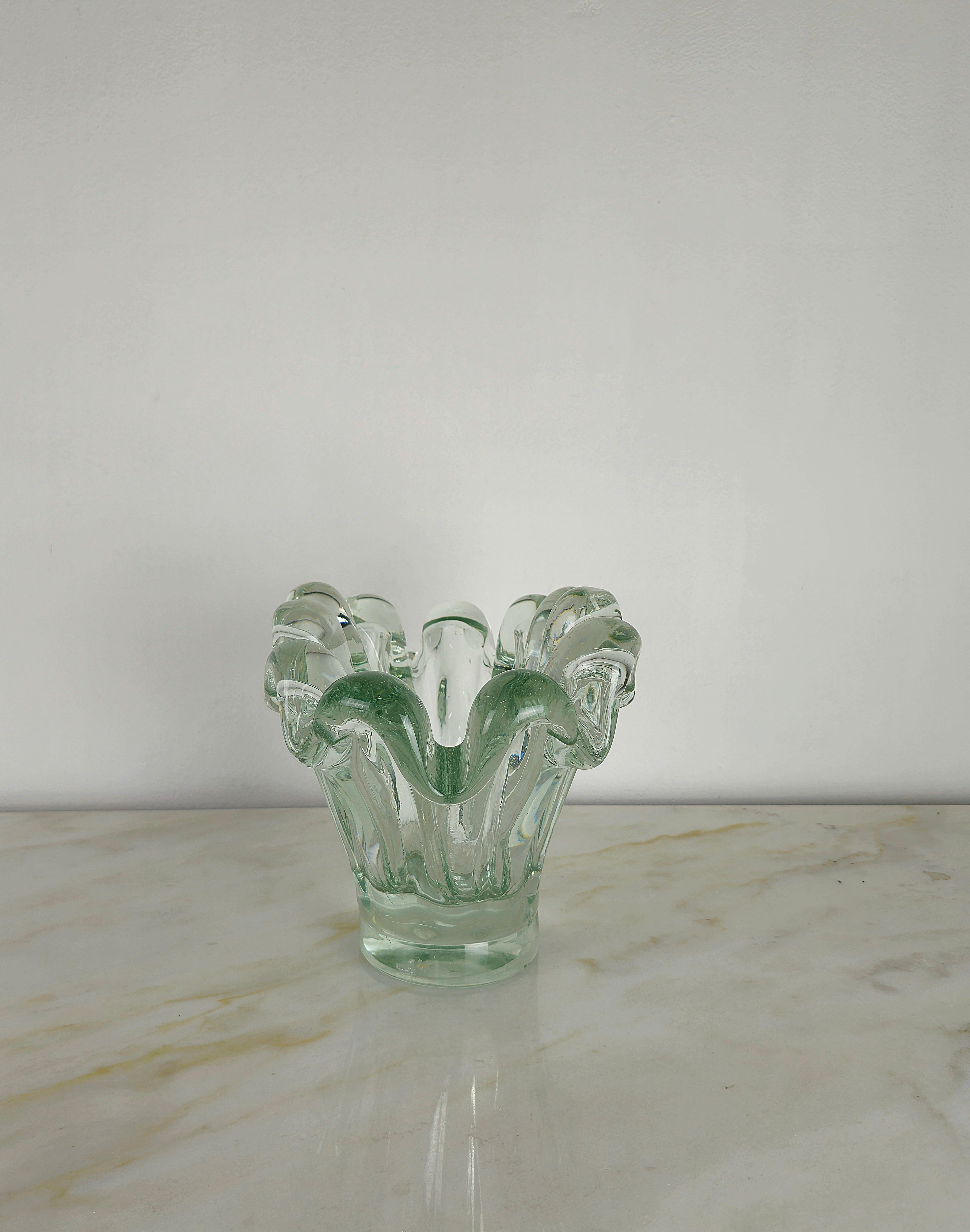 Mid-Century Modern Vase décoratif en verre de Murano transparent, grande taille, Italie, années 1960