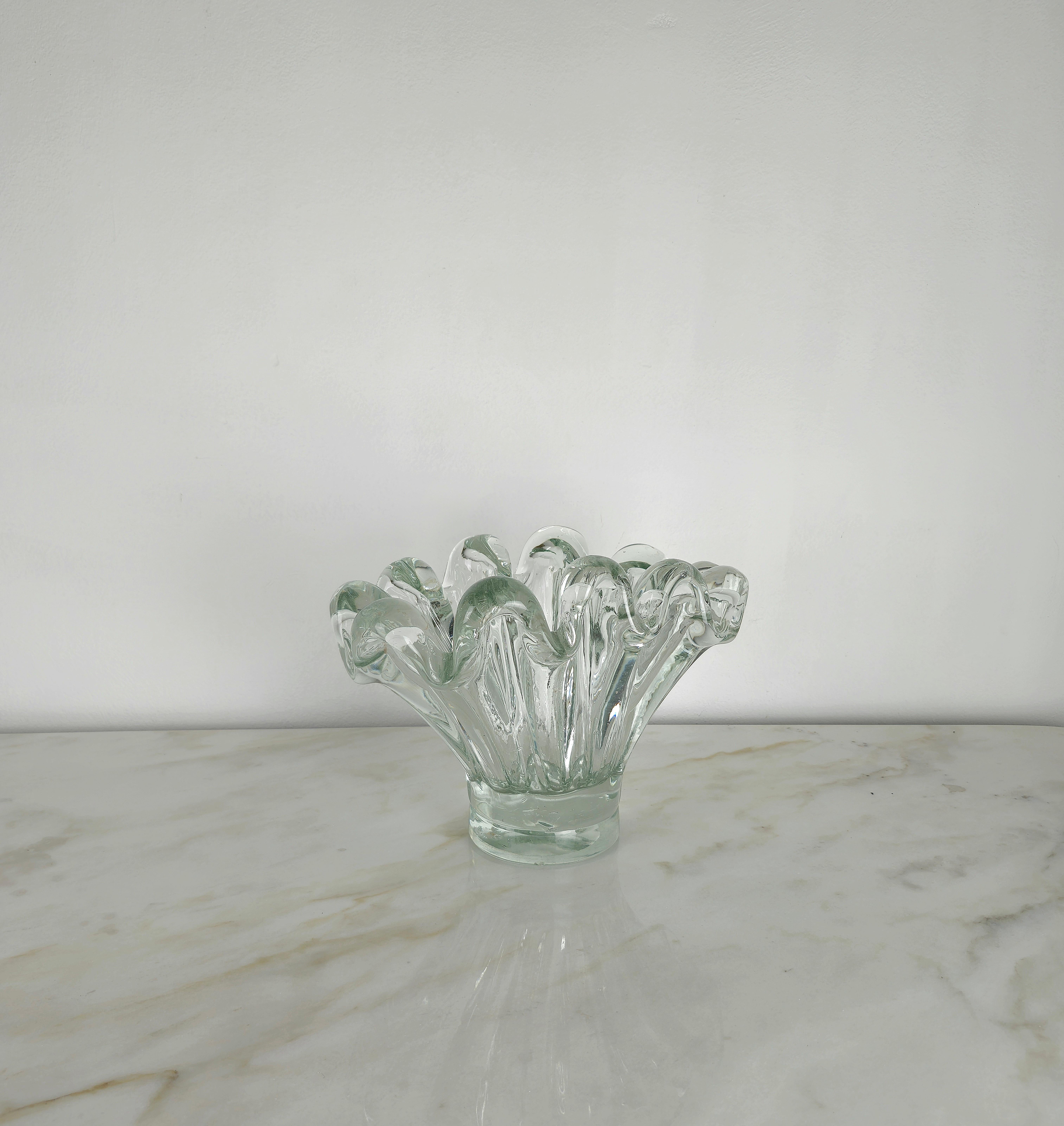 Vase Decorative Object Transparent Murano Glass Large Midcentury Italy 1960s In Good Condition For Sale In Palermo, IT