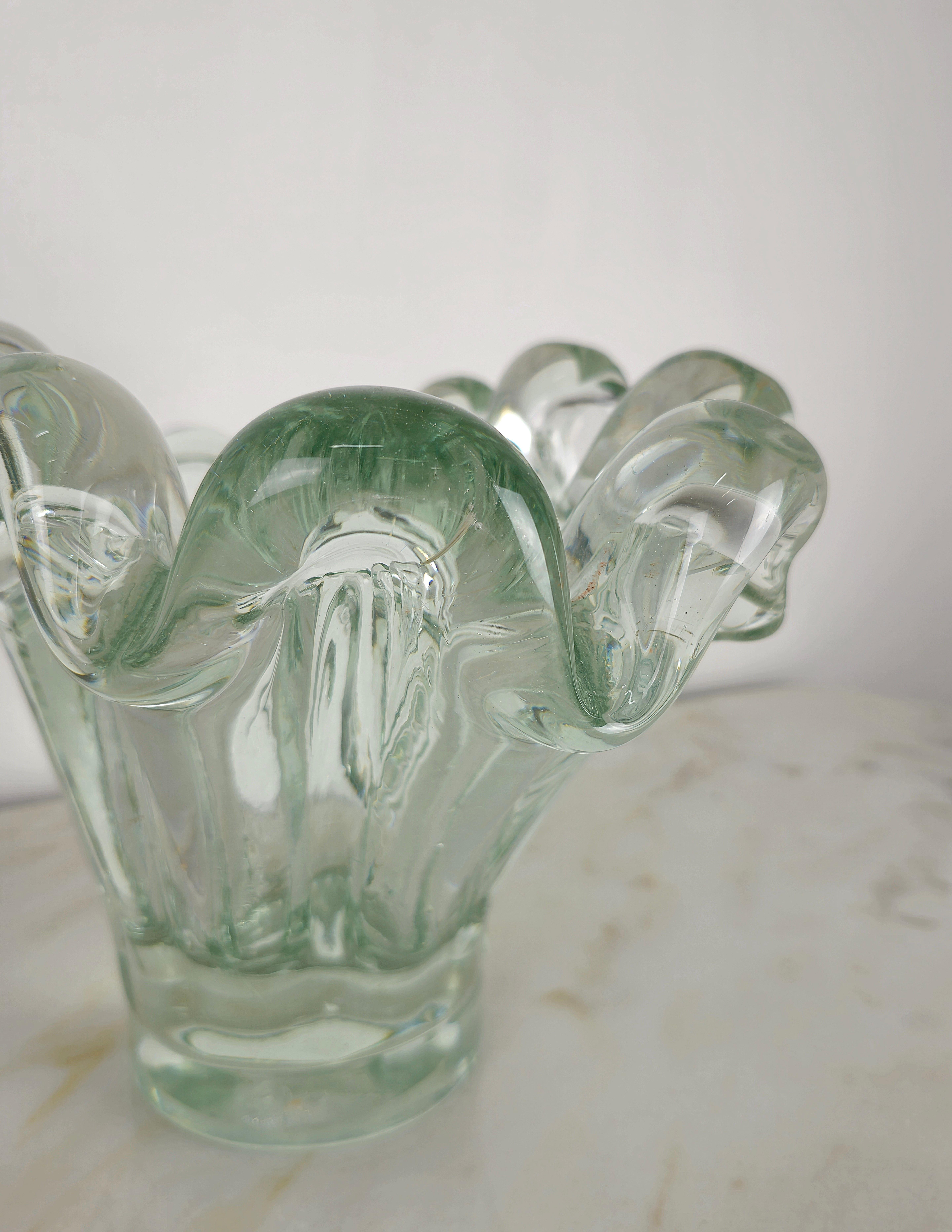 20th Century Vase Decorative Object Transparent Murano Glass Large Midcentury Italy 1960s For Sale