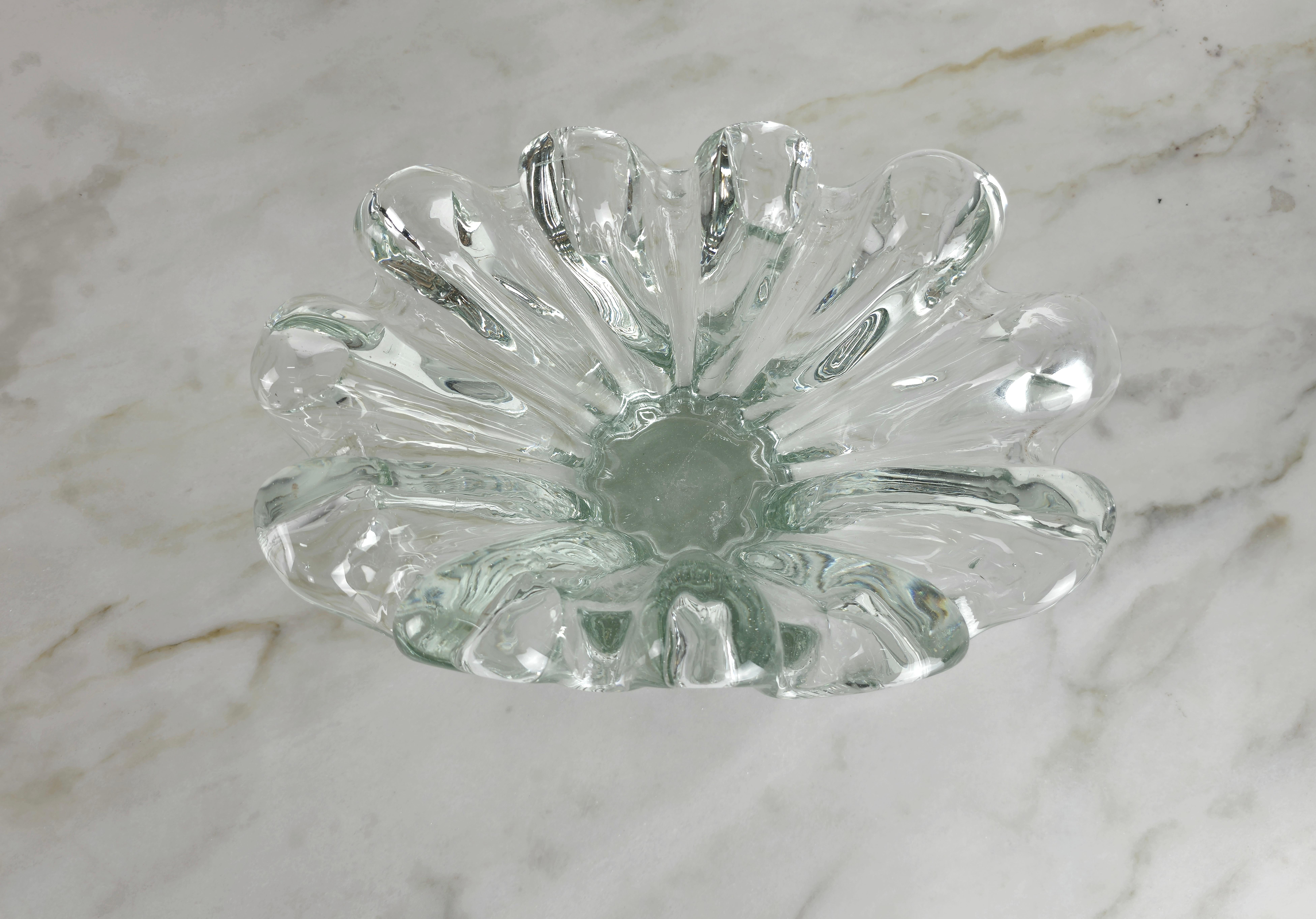 Vase Decorative Object Transparent Murano Glass Large Midcentury Italy 1960s 3