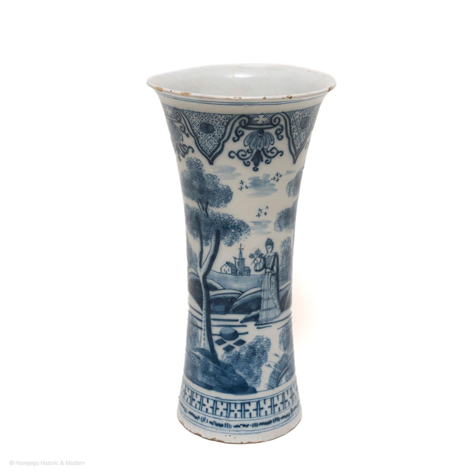 Chinoiserie Vase Delftware Dutch Blue and White For Sale