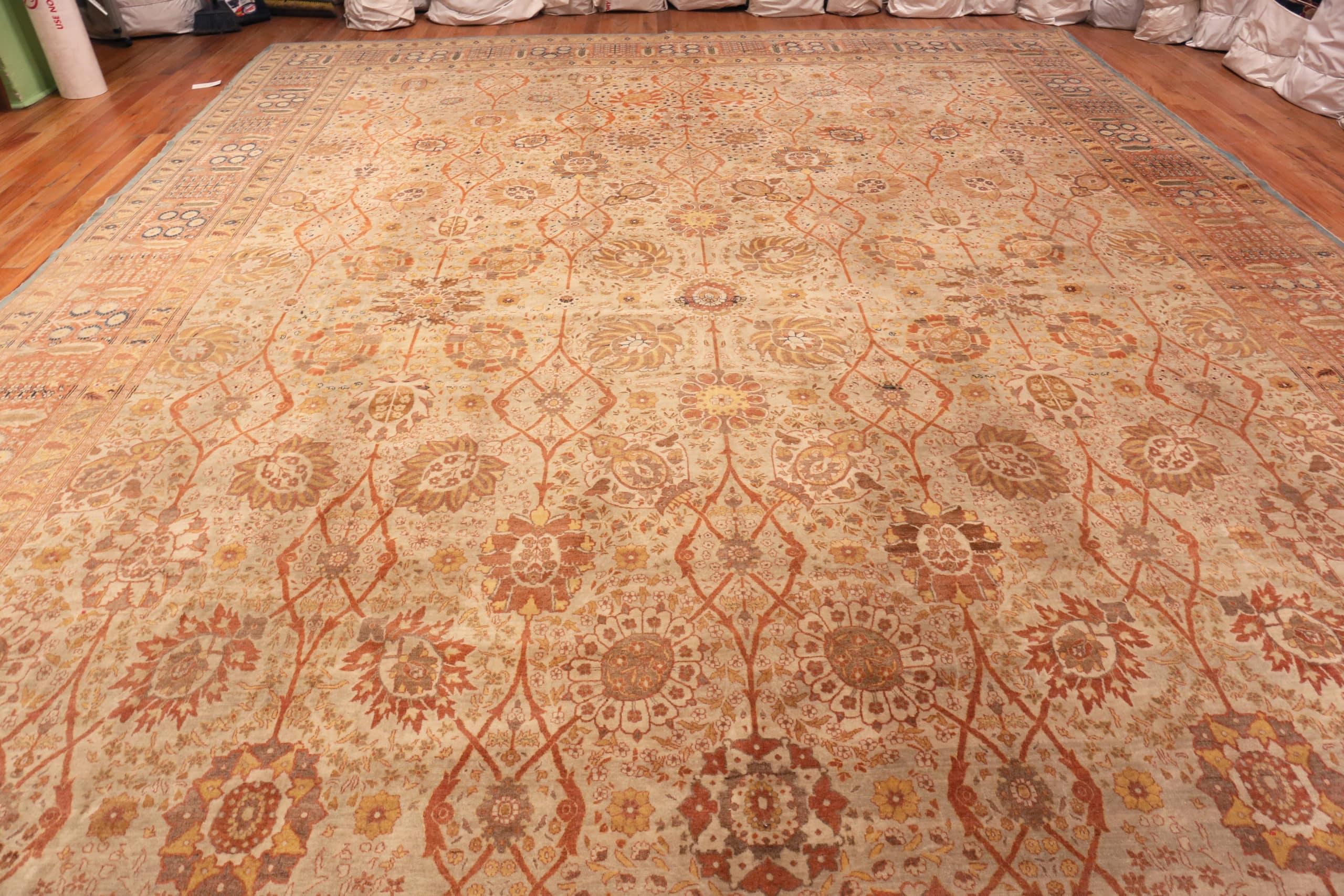 XIX secolo Design/One di grandi dimensioni Antico Tabriz Persiano Haji Jalili 14'6