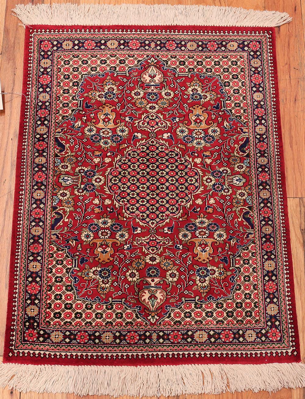 Tribal Vintage Persian Silk Qum Rug. 1 ft 9 in x 2 ft 4 in For Sale