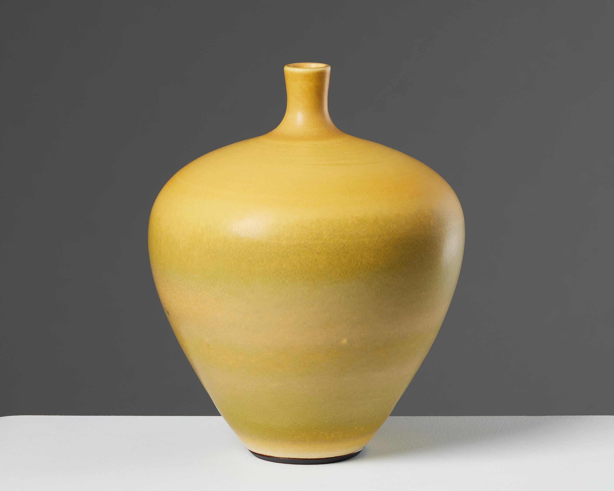 Vase by Berndt Friberg for Gustavsberg,
Sweden, 1977.

Stoneware.

Signed.

From a private Swedish collection.

Berndt Friberg is among the most skilled Swedish ceramicists of the 20th century. He produced tremendously sought-after pottery and