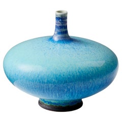 Blue Glazed Stoneware Vase by Berndt Friberg – Gustavsberg Studio, Sweden 1970