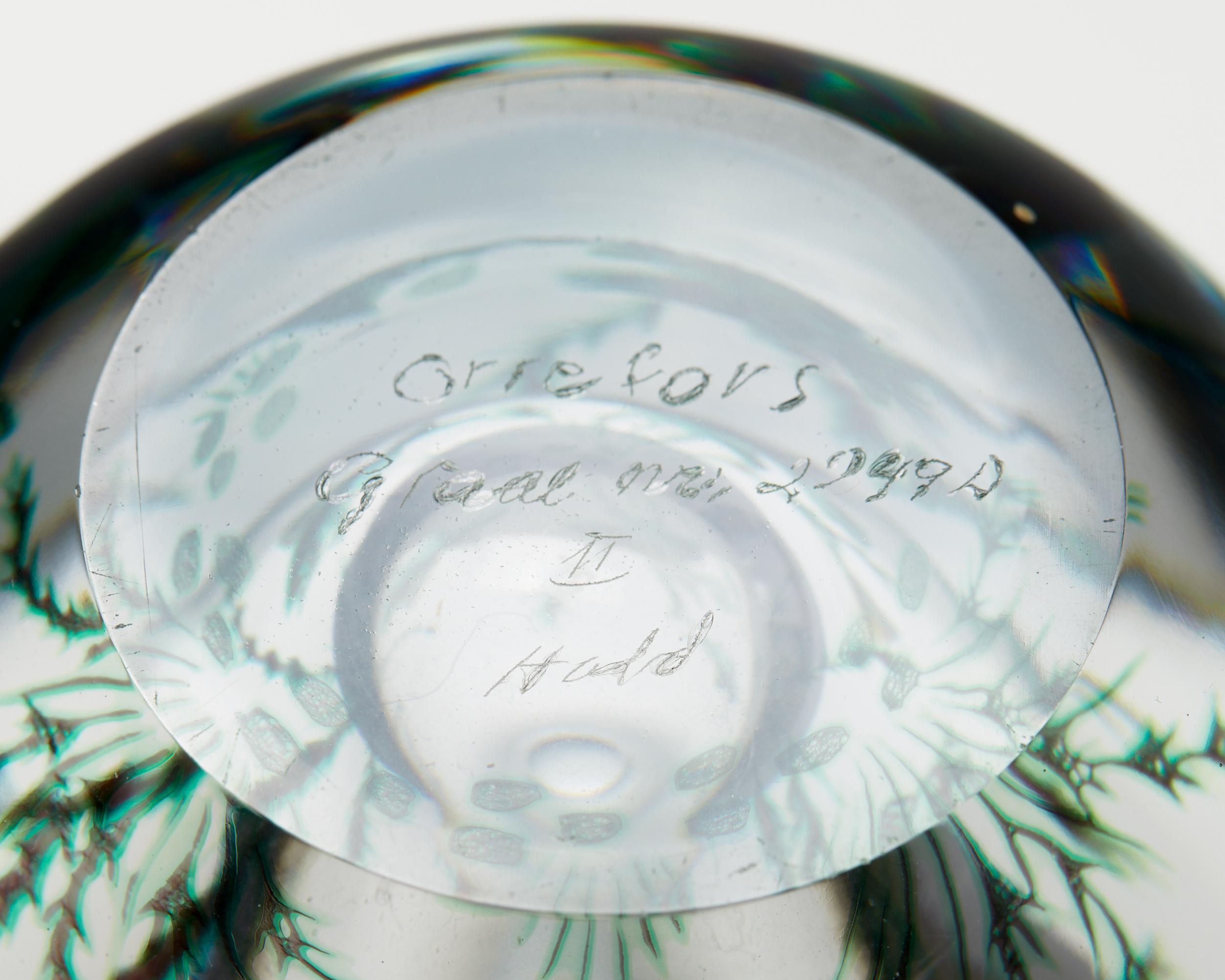 Glass Vase ‘Fish Grail’ designed by Edward Hald for Orrefors, Sweden, 1940s. For Sale