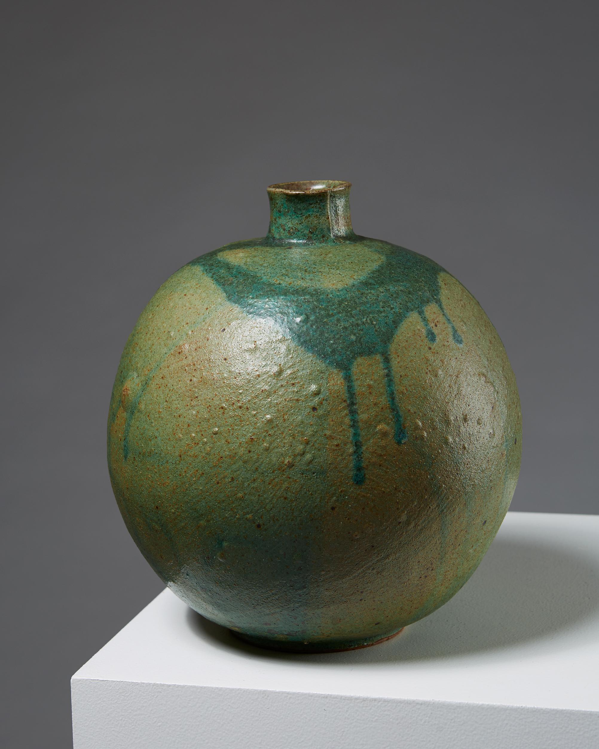 Vase designed by Emi Fujii, Sweden, 1980s. Stoneware.
 