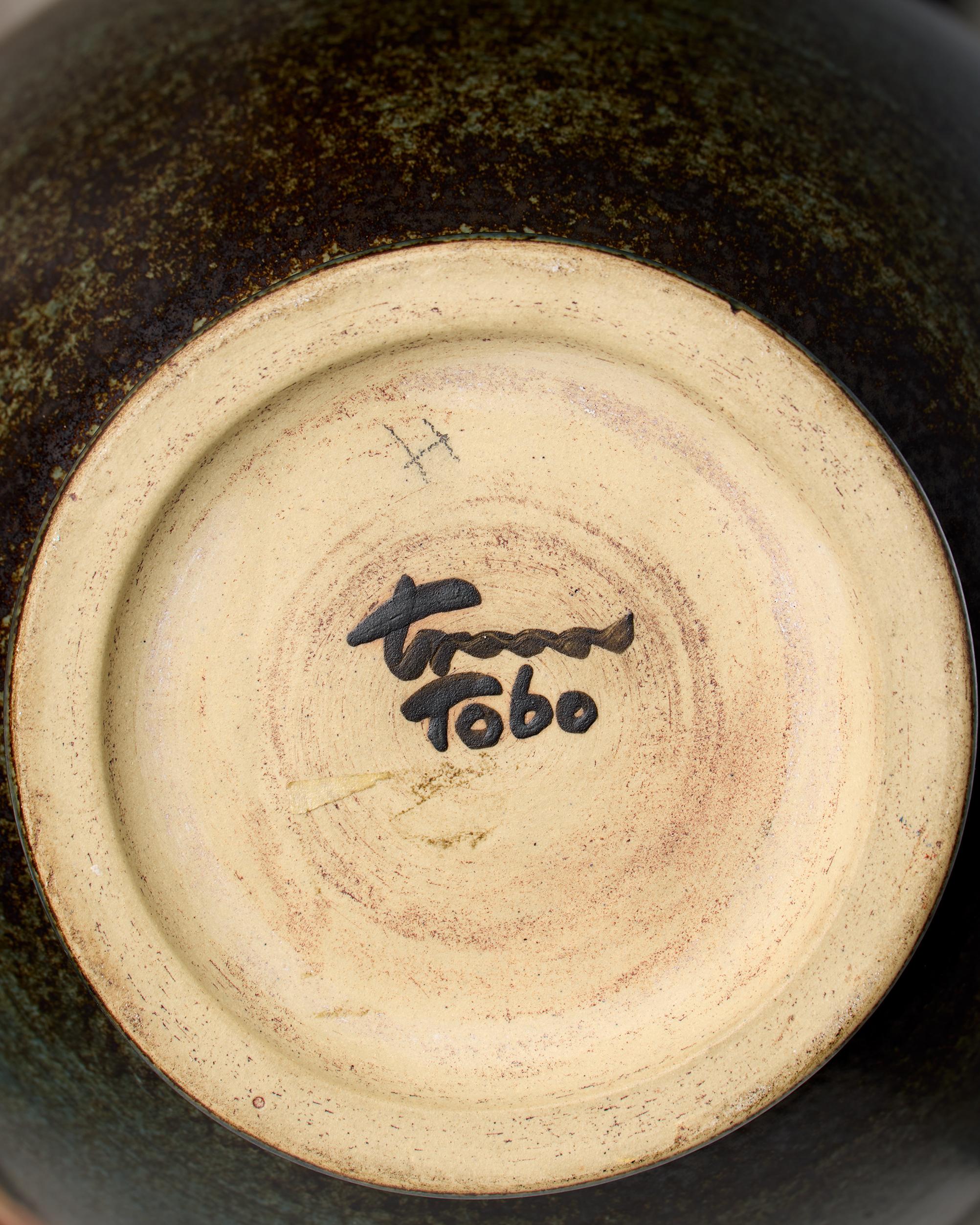 Vaso in gres nero del 1950 di Ingrid and Ingrid Triller per Tobo - Svezia in vendita 2
