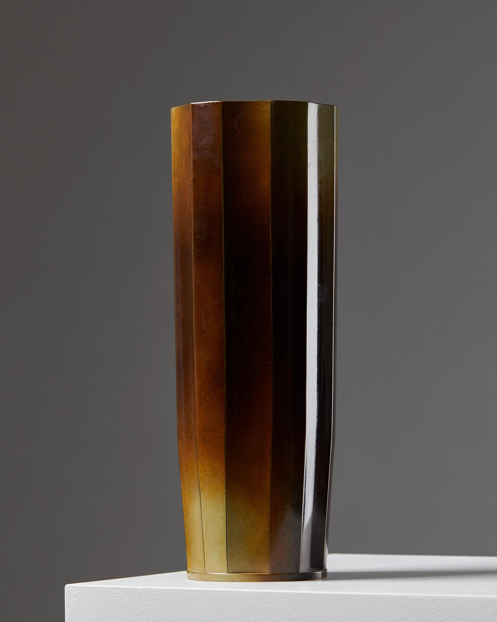 Art Deco Vase Designed by Ivar Ålenius-björk for Ystad Brons, Sweden, 1930s