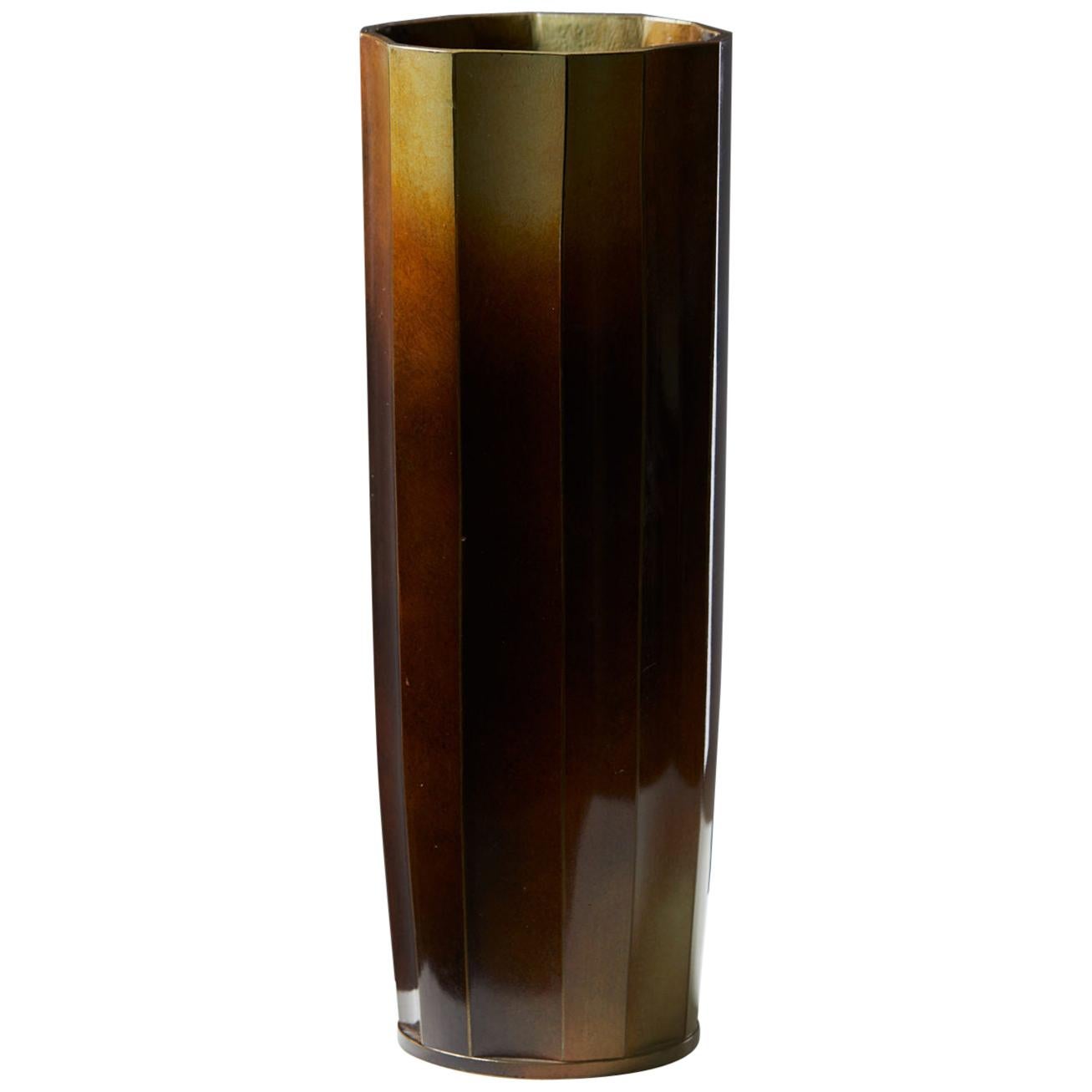 Bronze and Gold Brown OK Lighting Curvae Decorative Vase