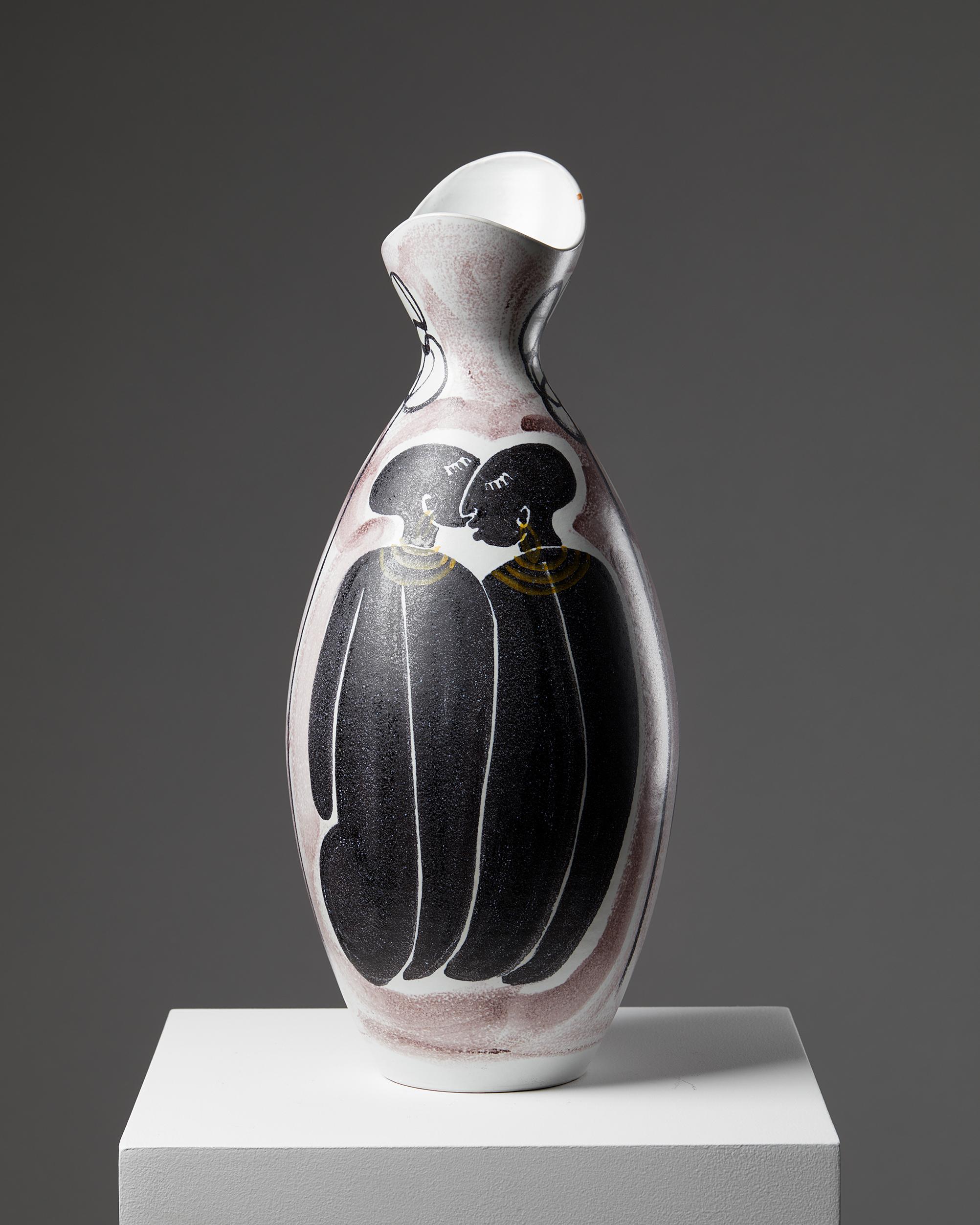 Die Vase wurde von Mette Doller für Alfred Johansson entworfen, Schweden, 1950er Jahre (Moderne der Mitte des Jahrhunderts) im Angebot