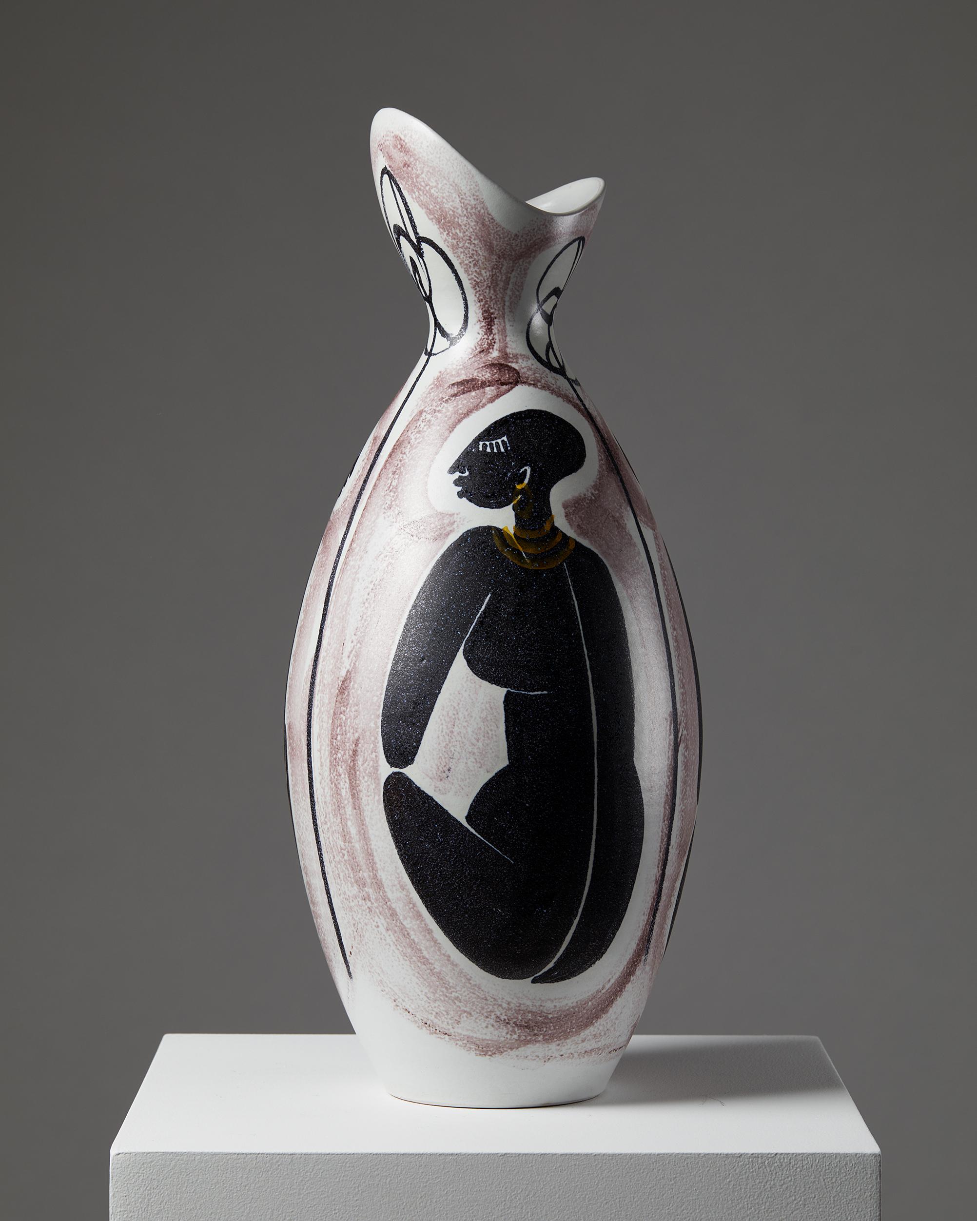 Die Vase wurde von Mette Doller für Alfred Johansson entworfen, Schweden, 1950er Jahre (20. Jahrhundert) im Angebot