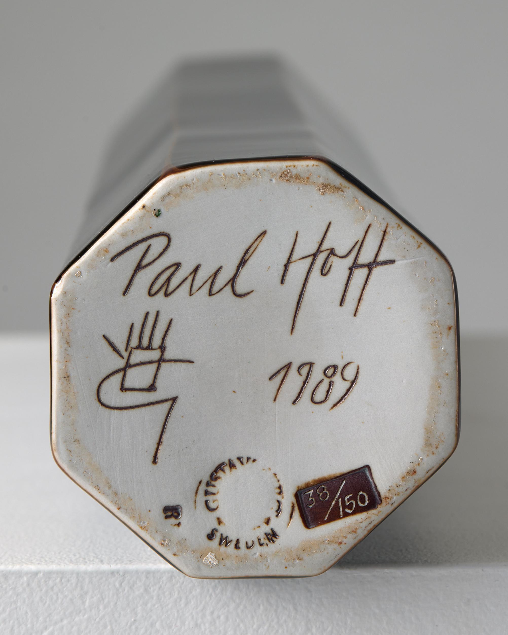 Vaso scultoreo alto in gres nero di Paul Hoff Gustavsberg Svezia anni '80 in vendita 2