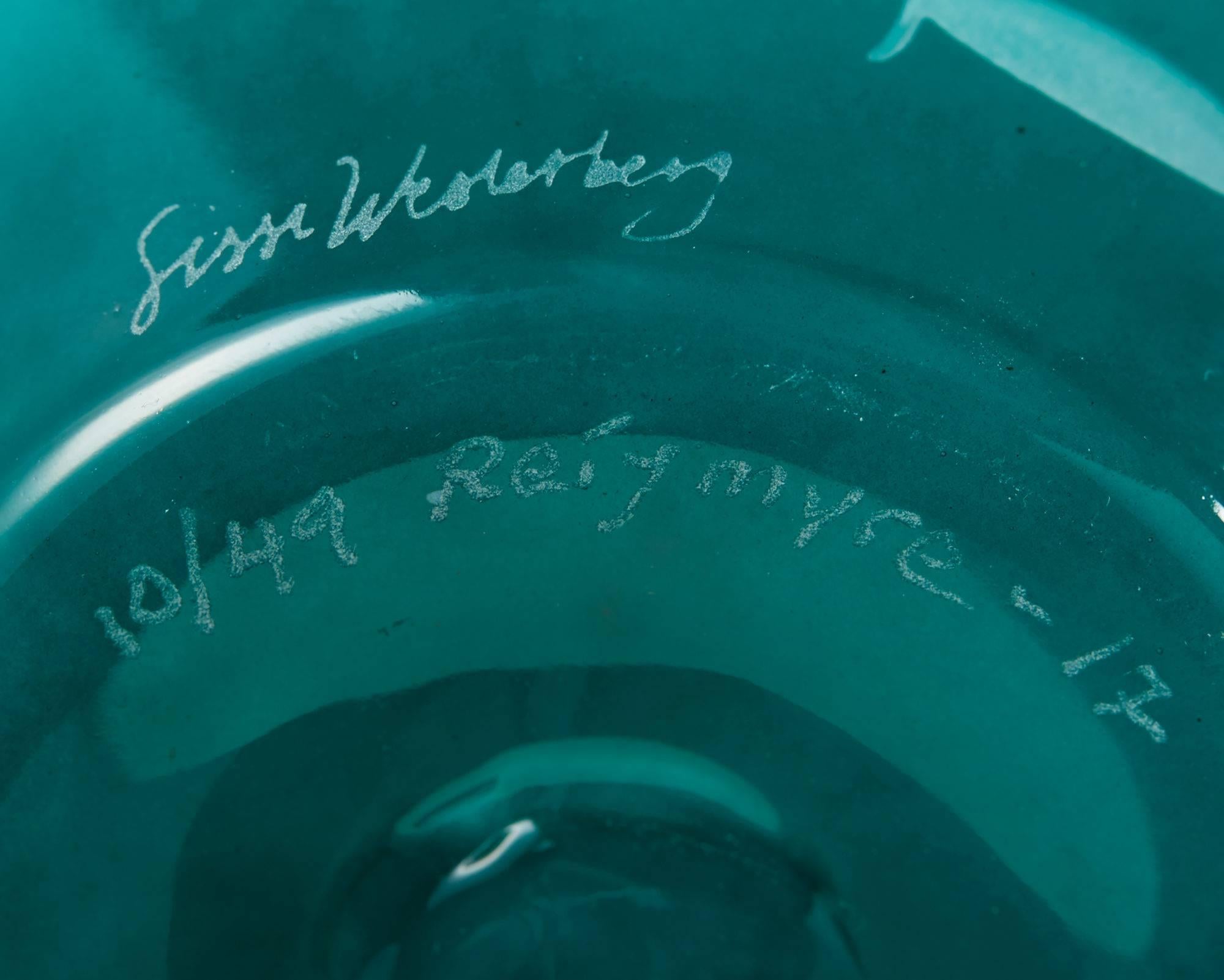 Glass Vase Designed by Sissi Westerberg for Reijmyre, Sweden, 2017, Turquoise In Good Condition For Sale In Stockholm, SE