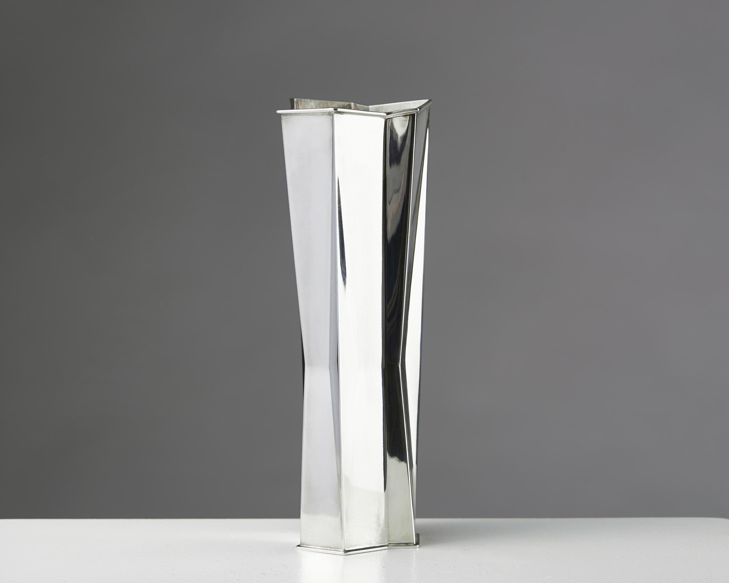 Vase designed by Tapio Wirkkala, Finland, 1995. Sterling silver.