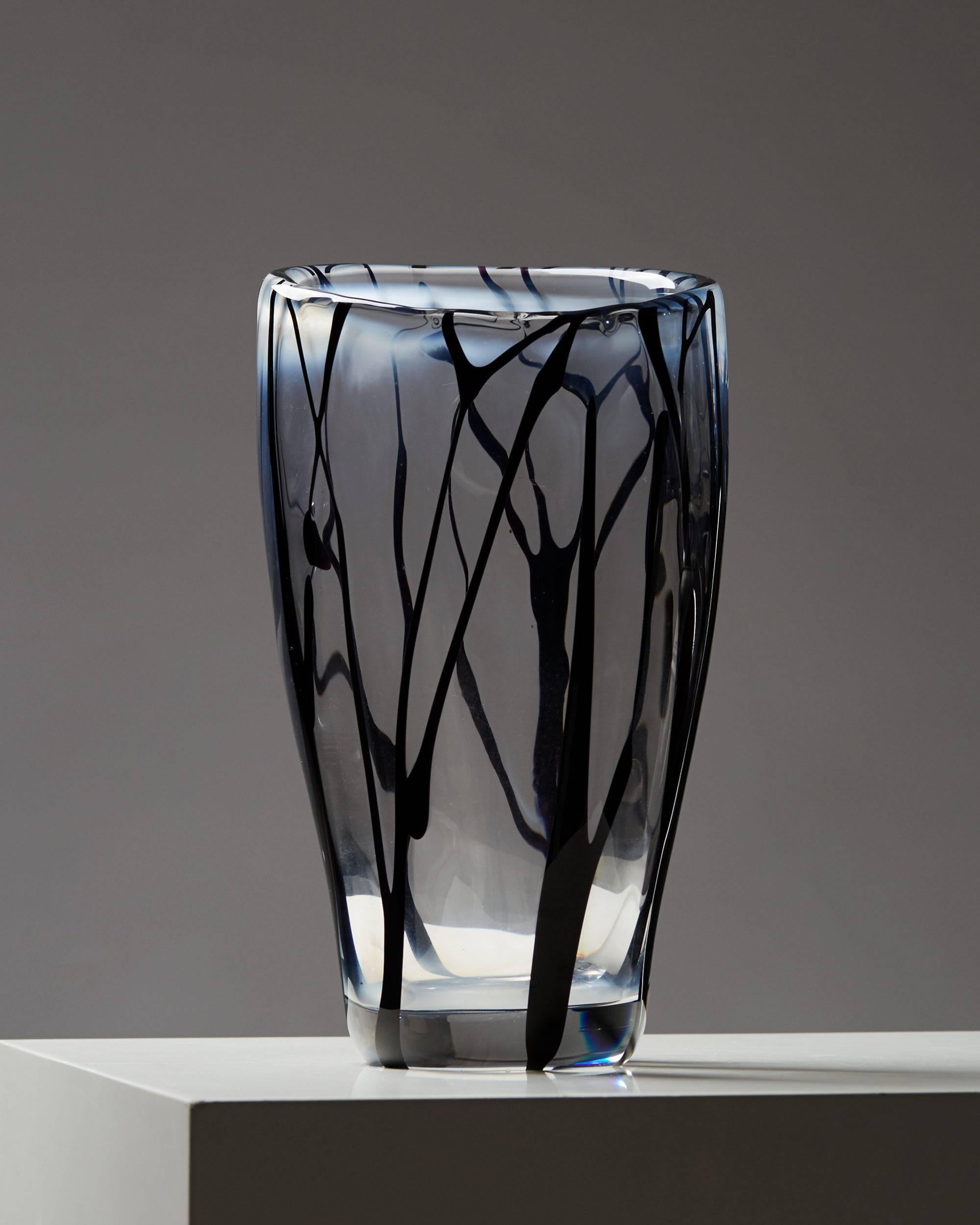 Vase designed by Vicke Lindstrand for Kosta Boda, Sweden, 1954. 
Glass.
Unique.

Measures: H 27 cm/ 10 1/2