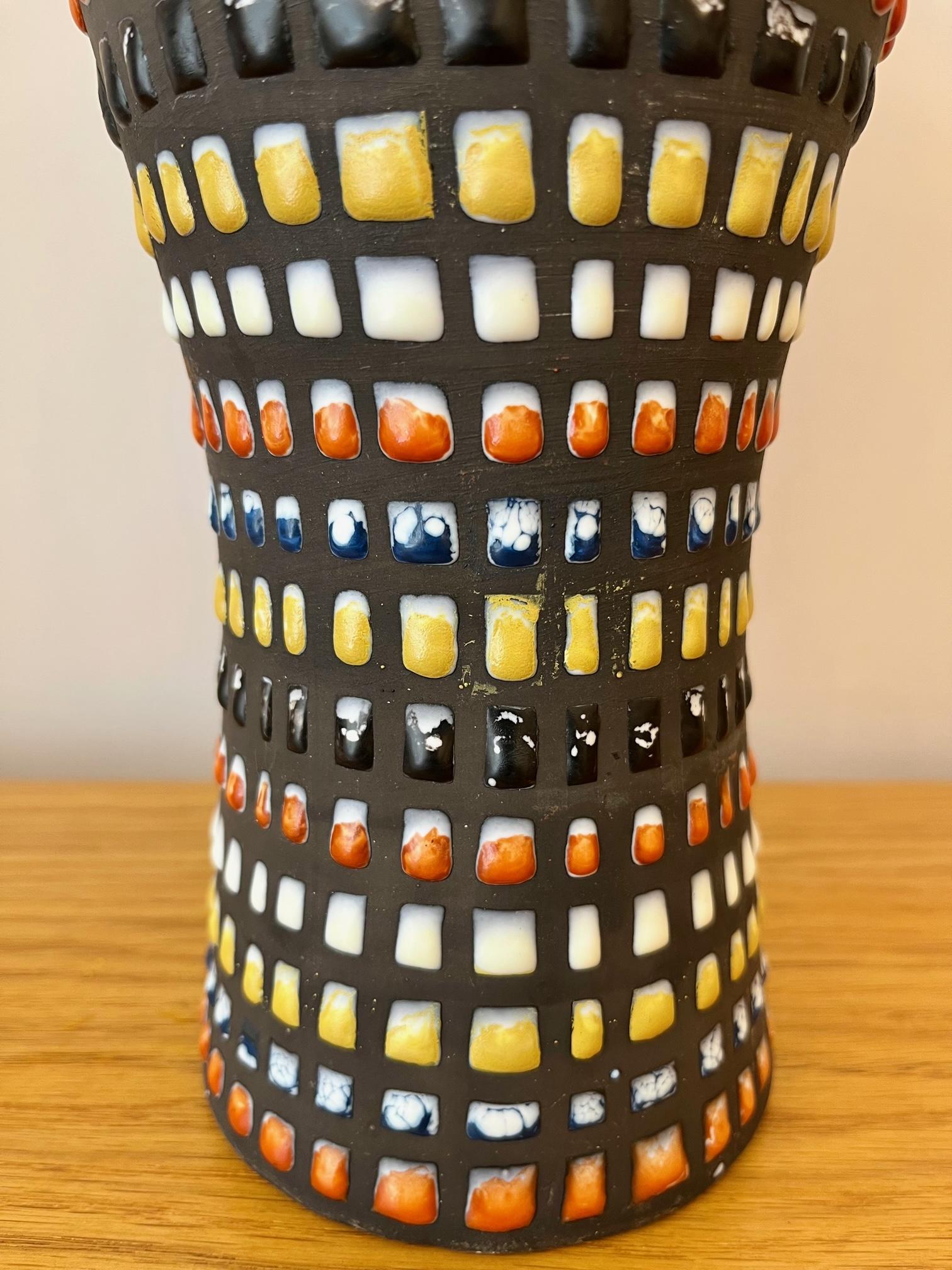 Vernissé Vase Diabolo Damier de Roger Capron, France, 1960