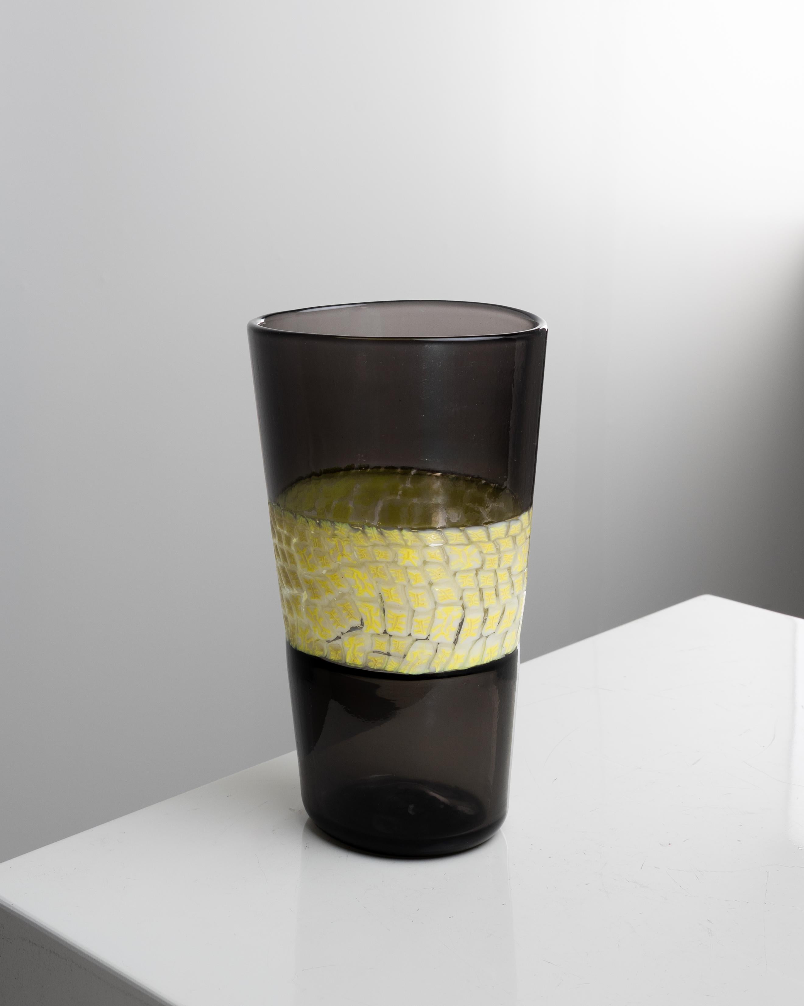 20ième siècle Vase Double incalmo avec bande centrale de murrine par Riccardo Licata en vente